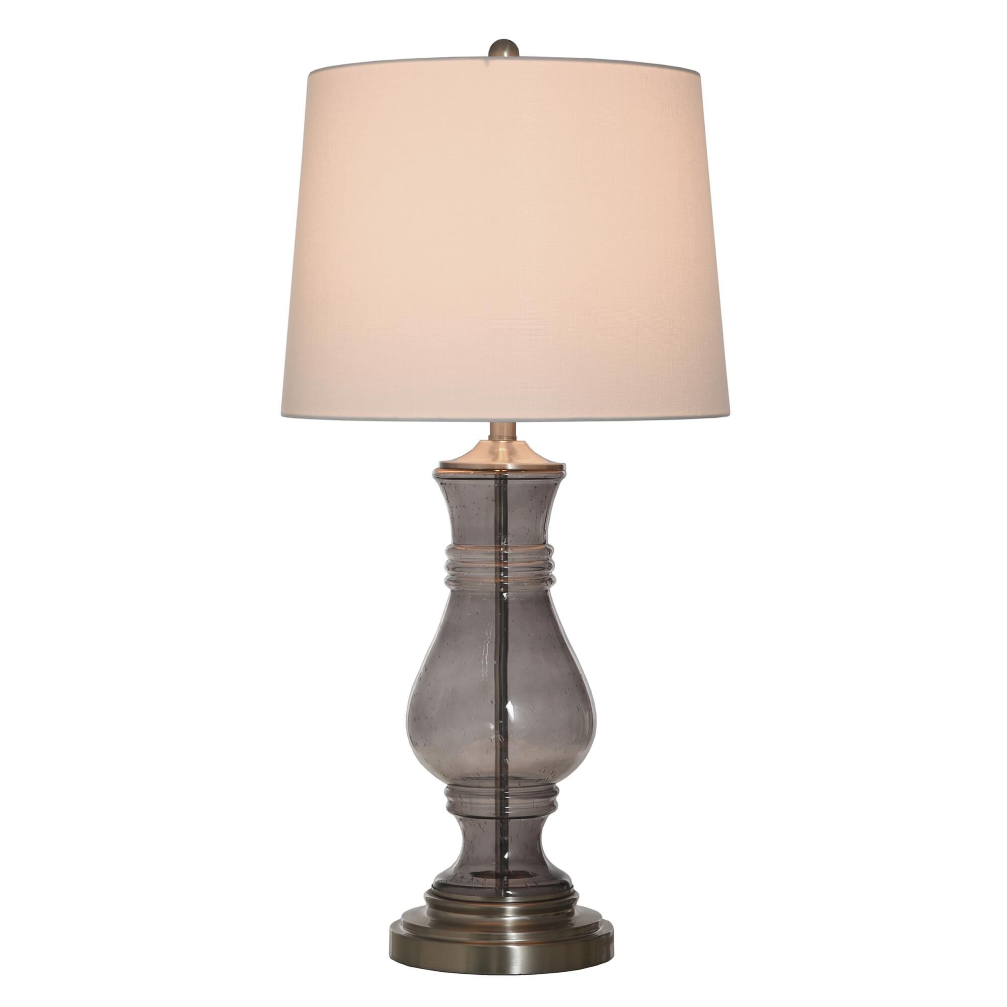 Shown in Smoke Grey finish and Off-White Linen shade