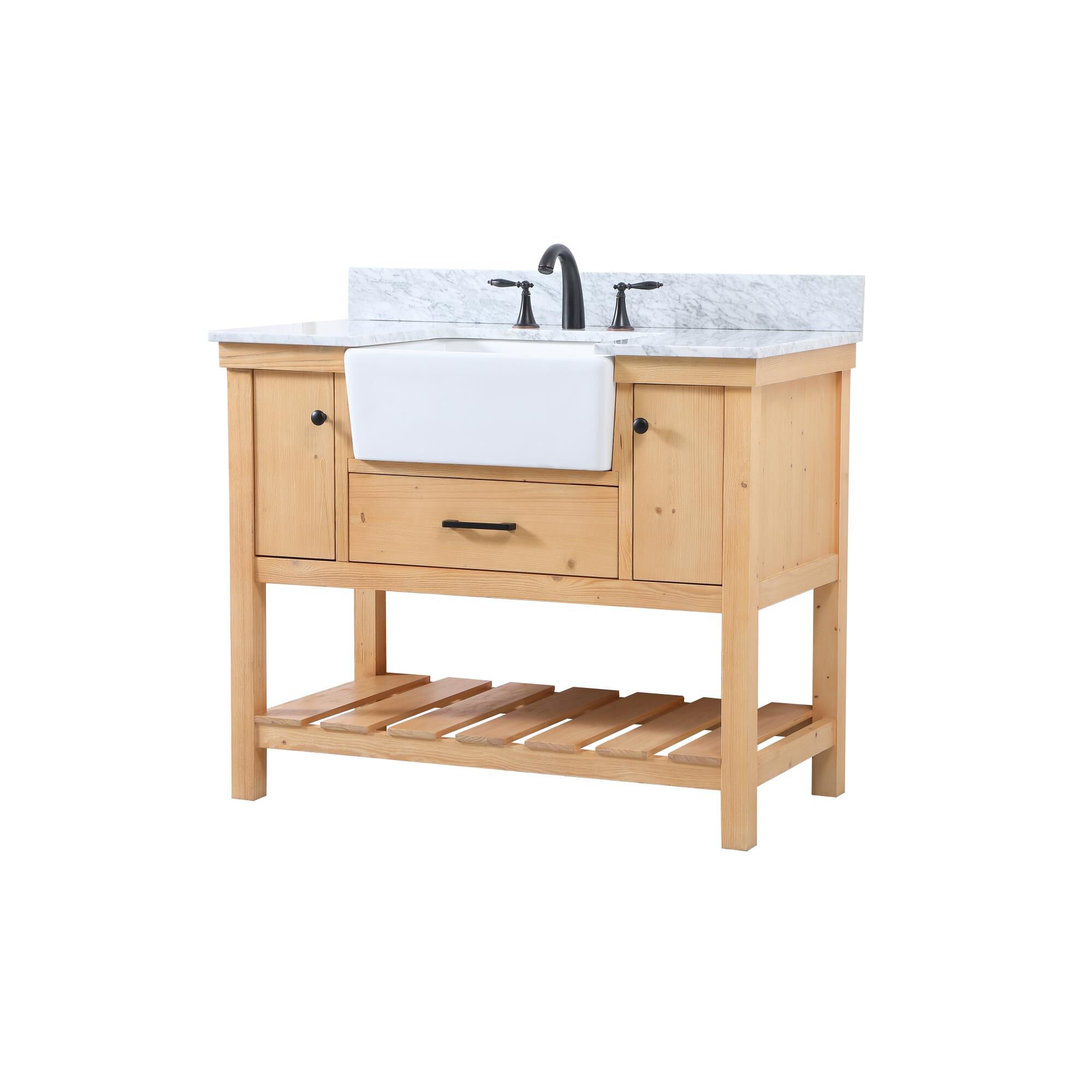 Shown in Natural Wood finish and With Backsplash accent