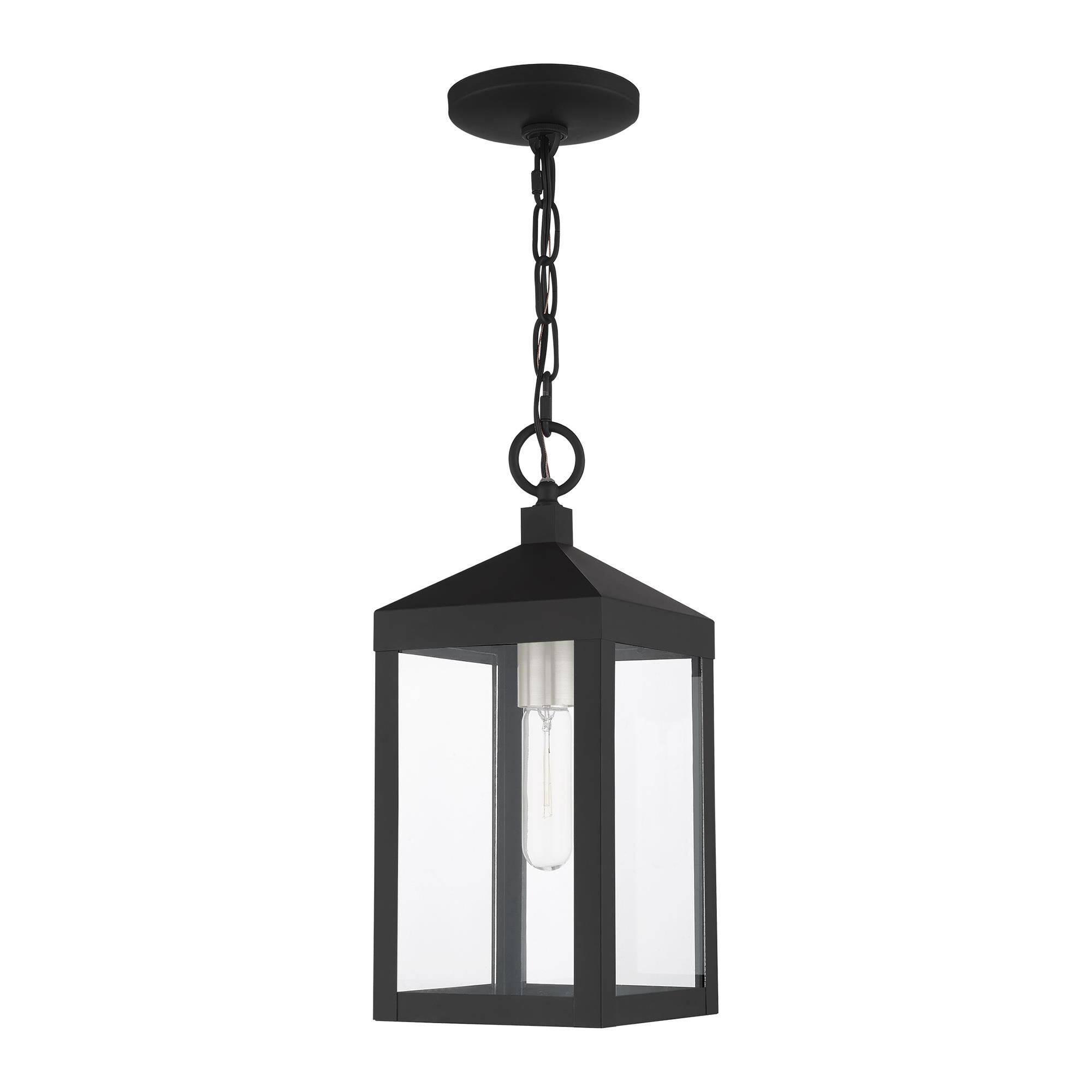 Shown in Black With Brushed Nickel Cluster finish and Clear glass and Clear Glass shade