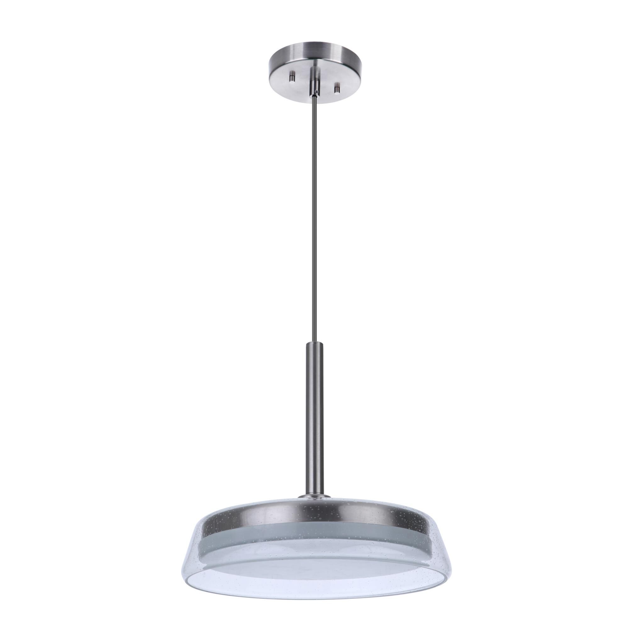 Shown in Brushed Polished Nickel finish and Clear Seeded glass and Glass shade