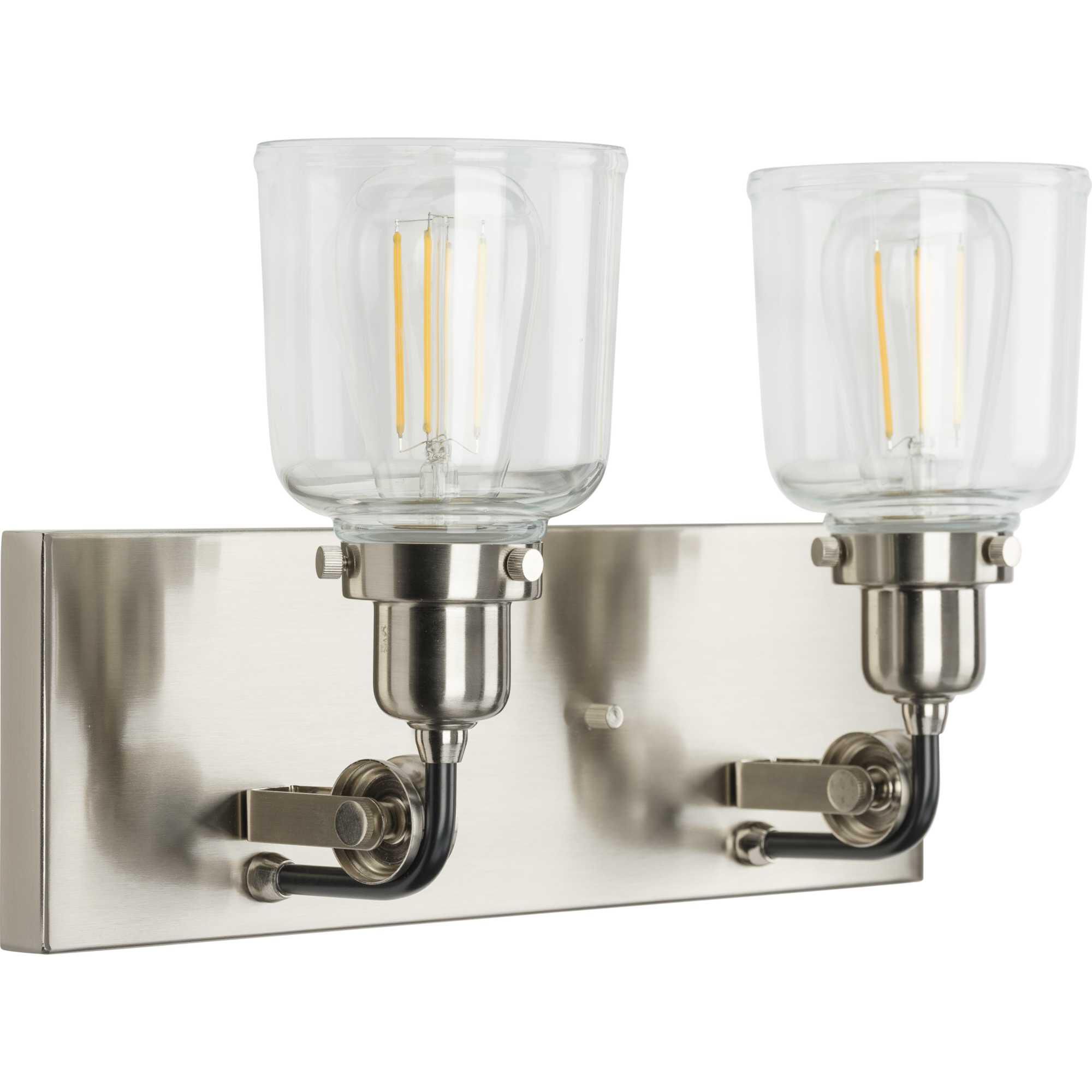 Shown in Brushed Nickel finish and Clear glass