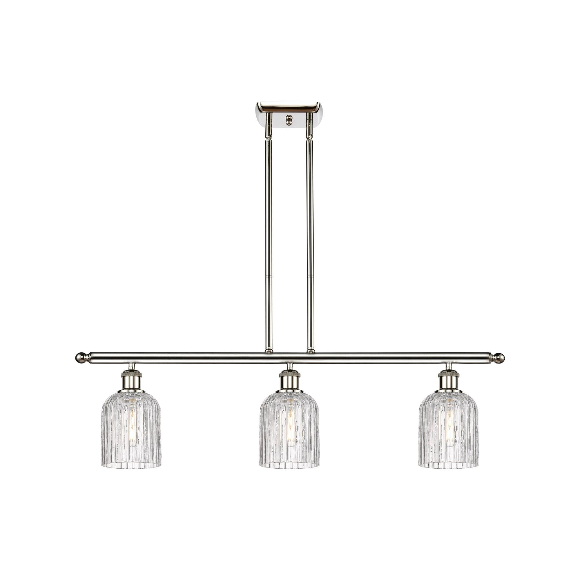 Shown in Polished Nickel finish and Clear glass