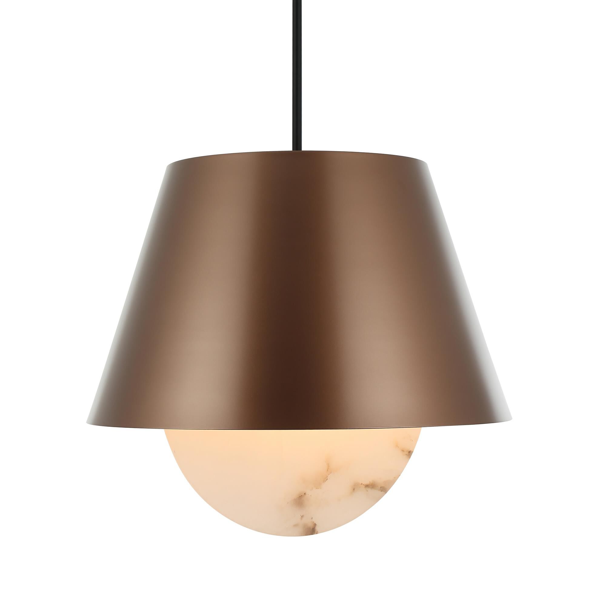 Shown in Bronze and Black finish and Bronze, Brown and  Spanish Alabaster shade