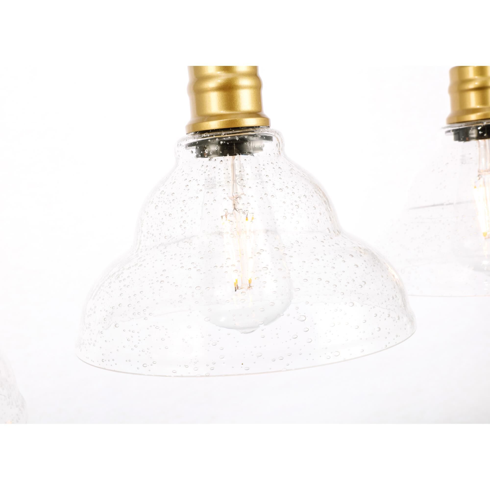 Shown in Brass finish and Clear Bubble  glass