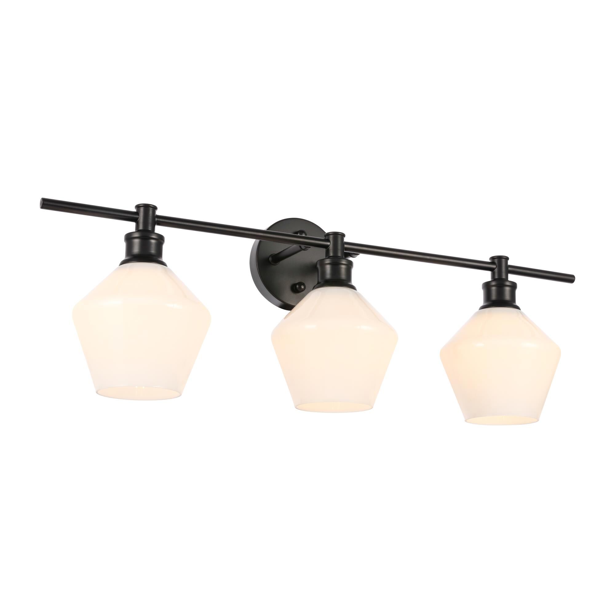 Shown in Black finish and Frosted White  glass