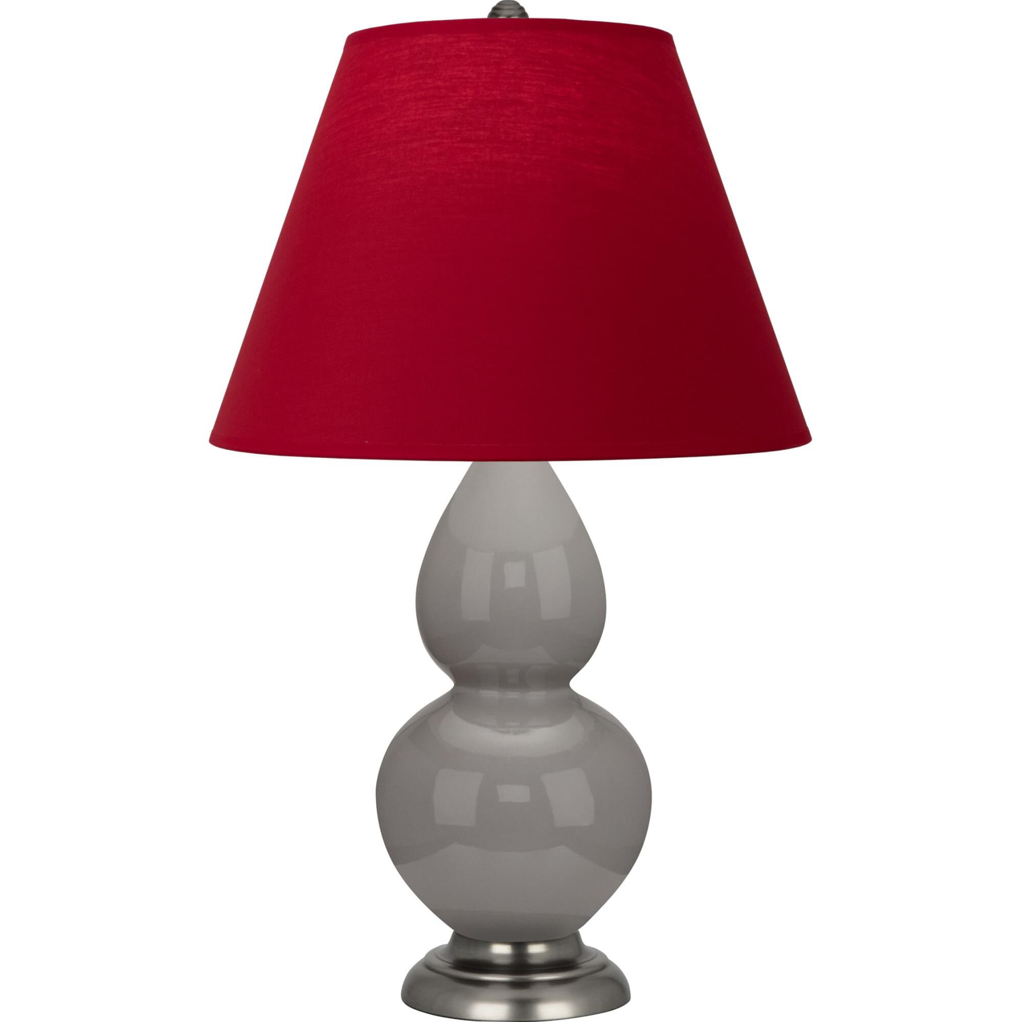 Shown in Smokey Taupe finish and Rose Red and Black shade and Antique Silver accent