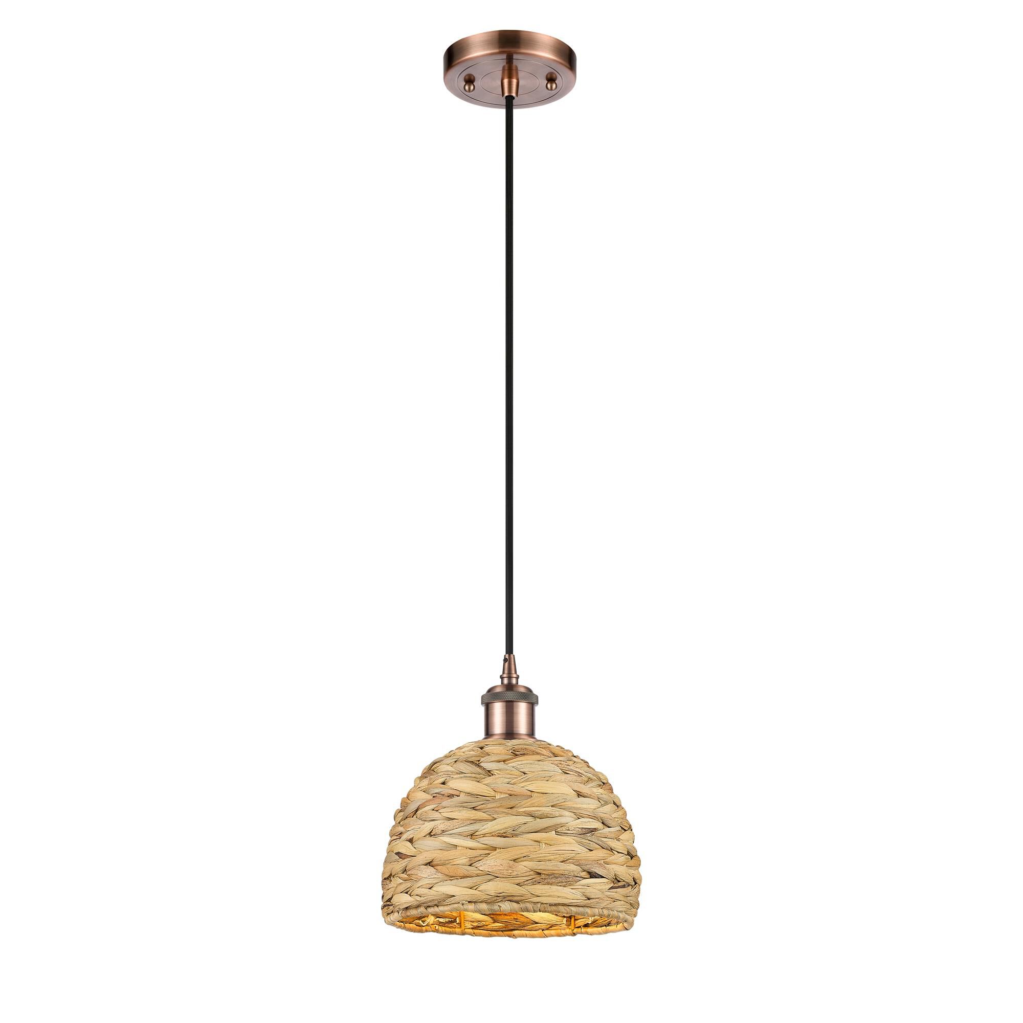 Shown in Antique Copper finish and Natural shade
