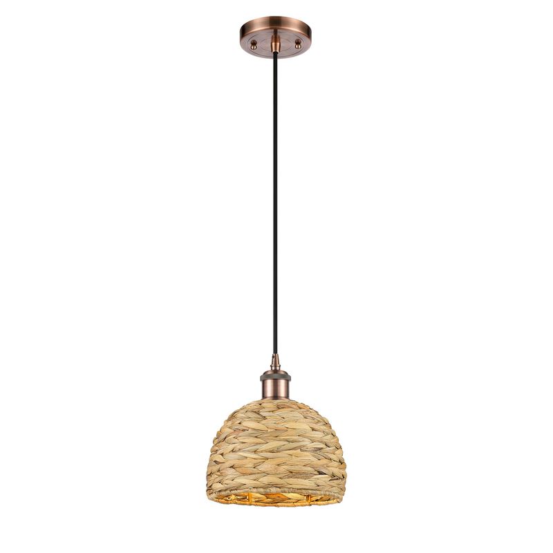 Bruno Marashlian Woven Rattan 8 Inch Mini Pendant by Innovations Lighting