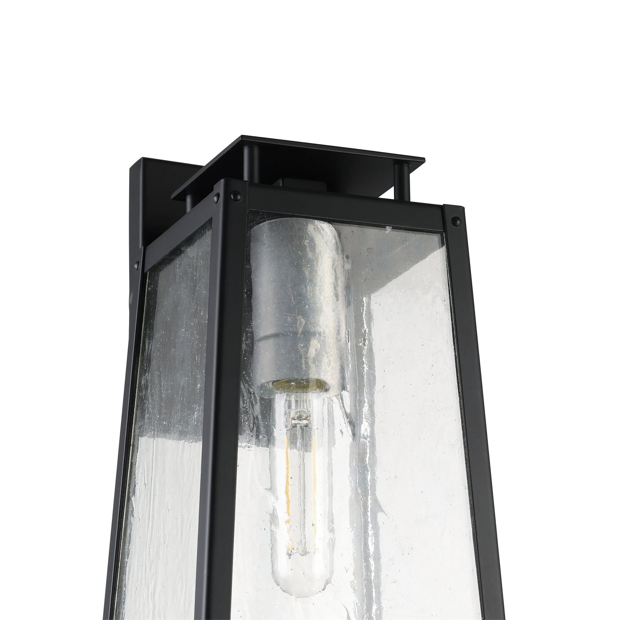 Shown in Matte Black finish and Clear Antique glass