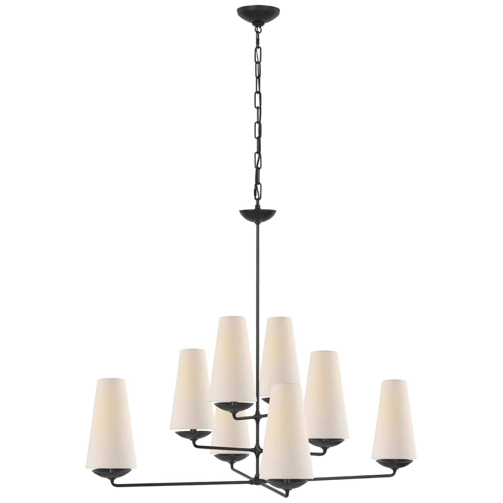 Shown in Aged Iron finish and Linen shade