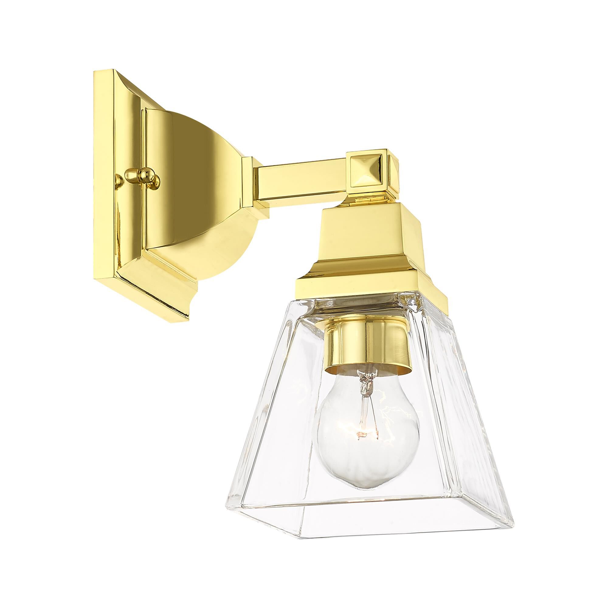 Shown in Polished Brass finish and Clear glass and Clear Glass shade