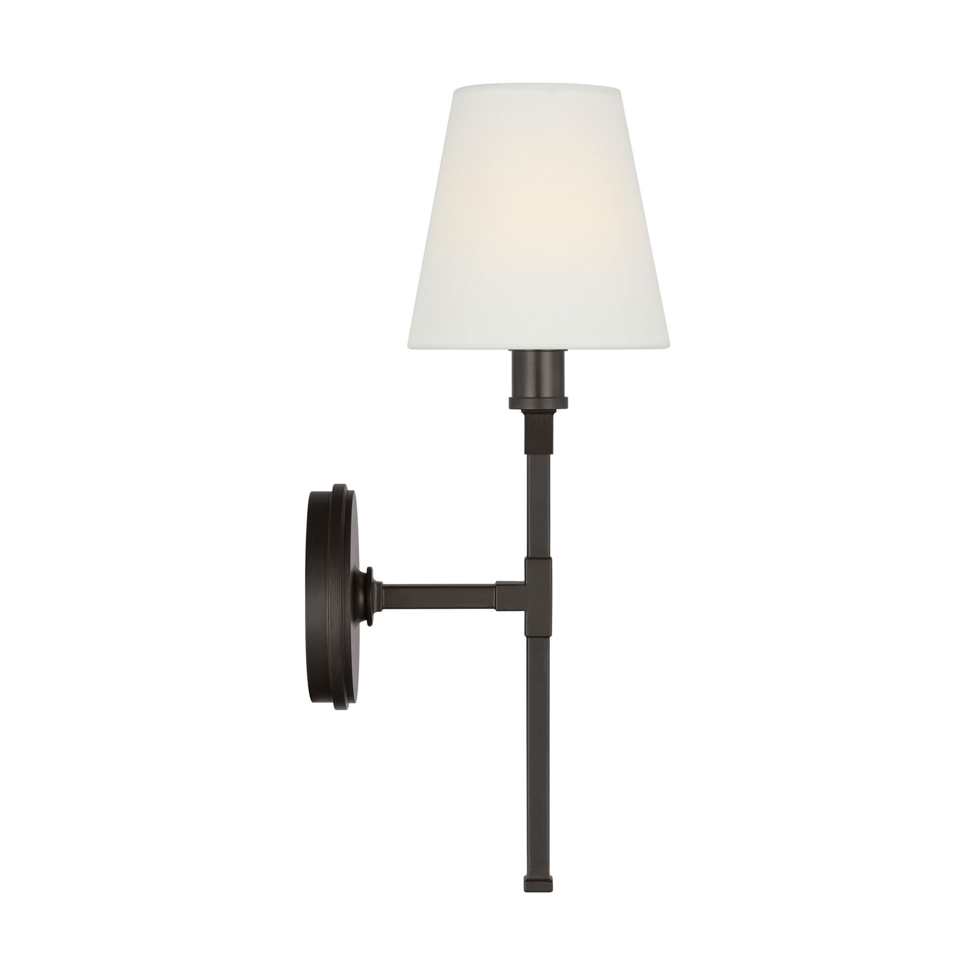 Shown in Aged Iron finish and White Linen shade