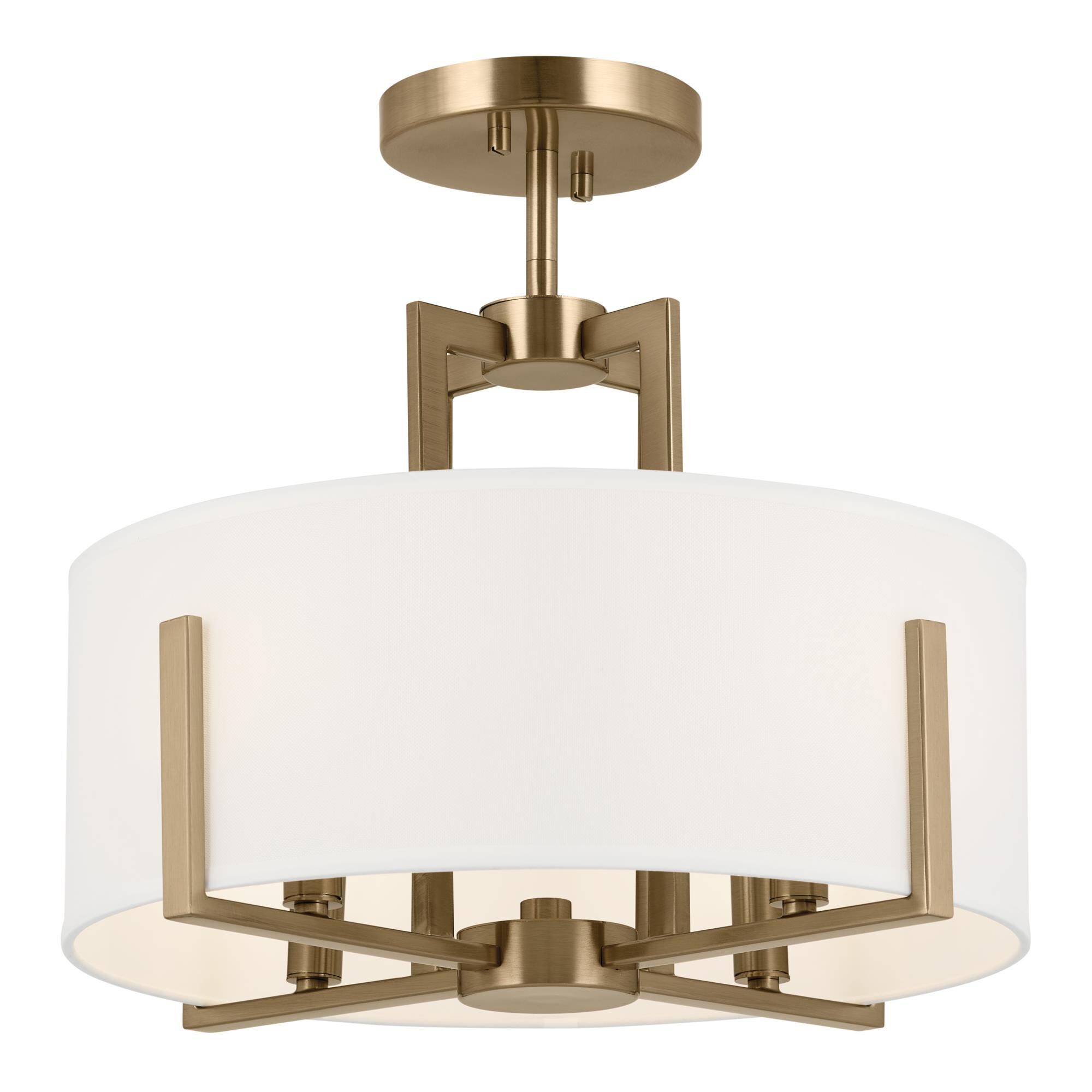 Shown in Champagne Bronze finish and Fabric and Drum Linen shade