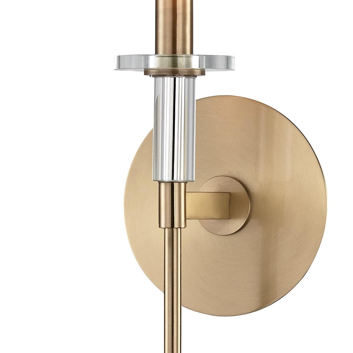 Shown in Aged Brass finish and White Faux Silk shade and Crystal Bobeche accent