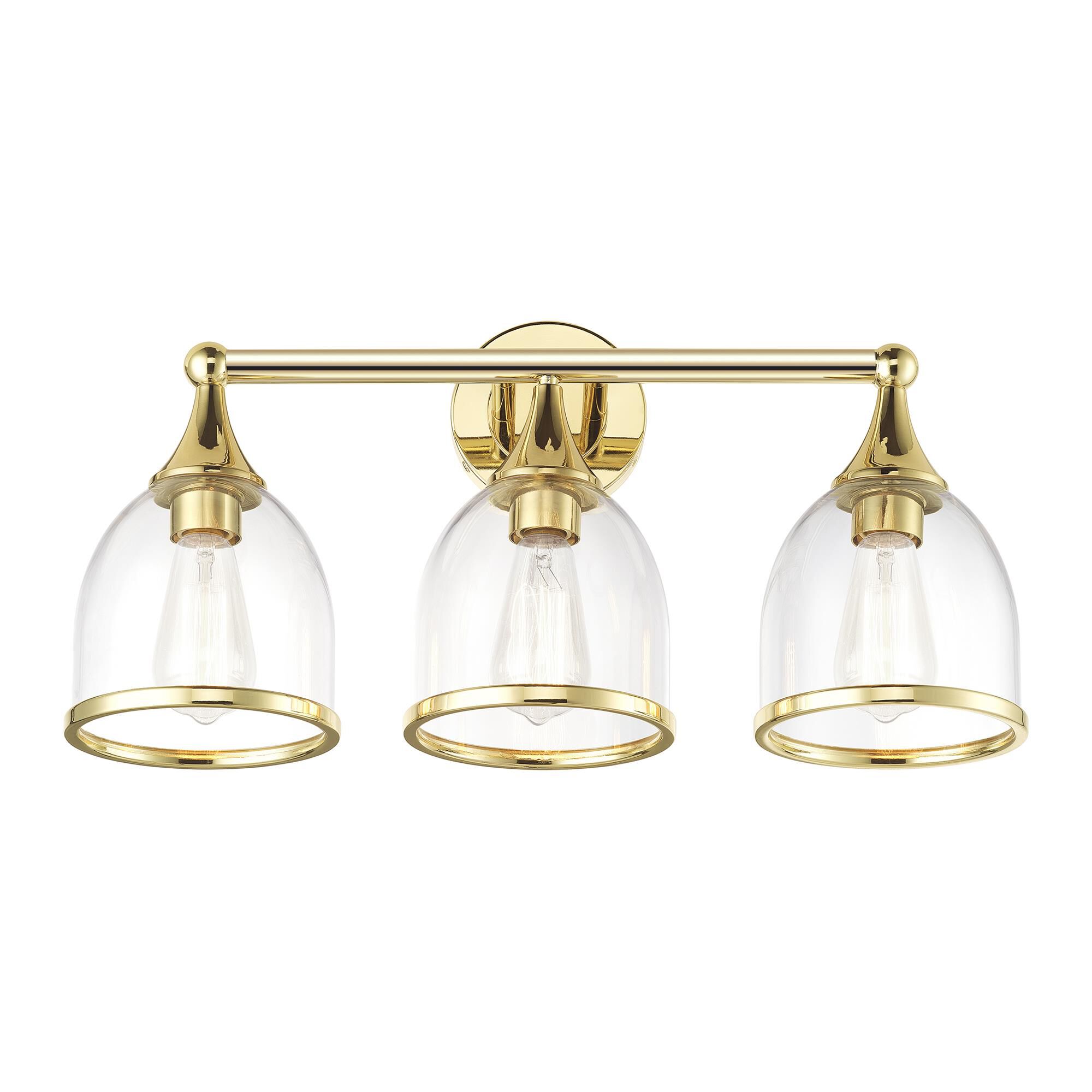 Shown in Polished Brass finish and Mouth Blown Clear glass