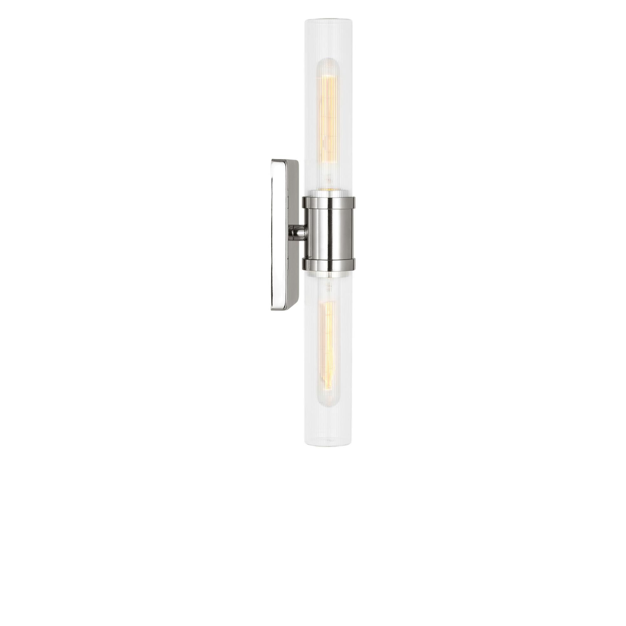 Shown in Chrome finish and Clear Fluted glass