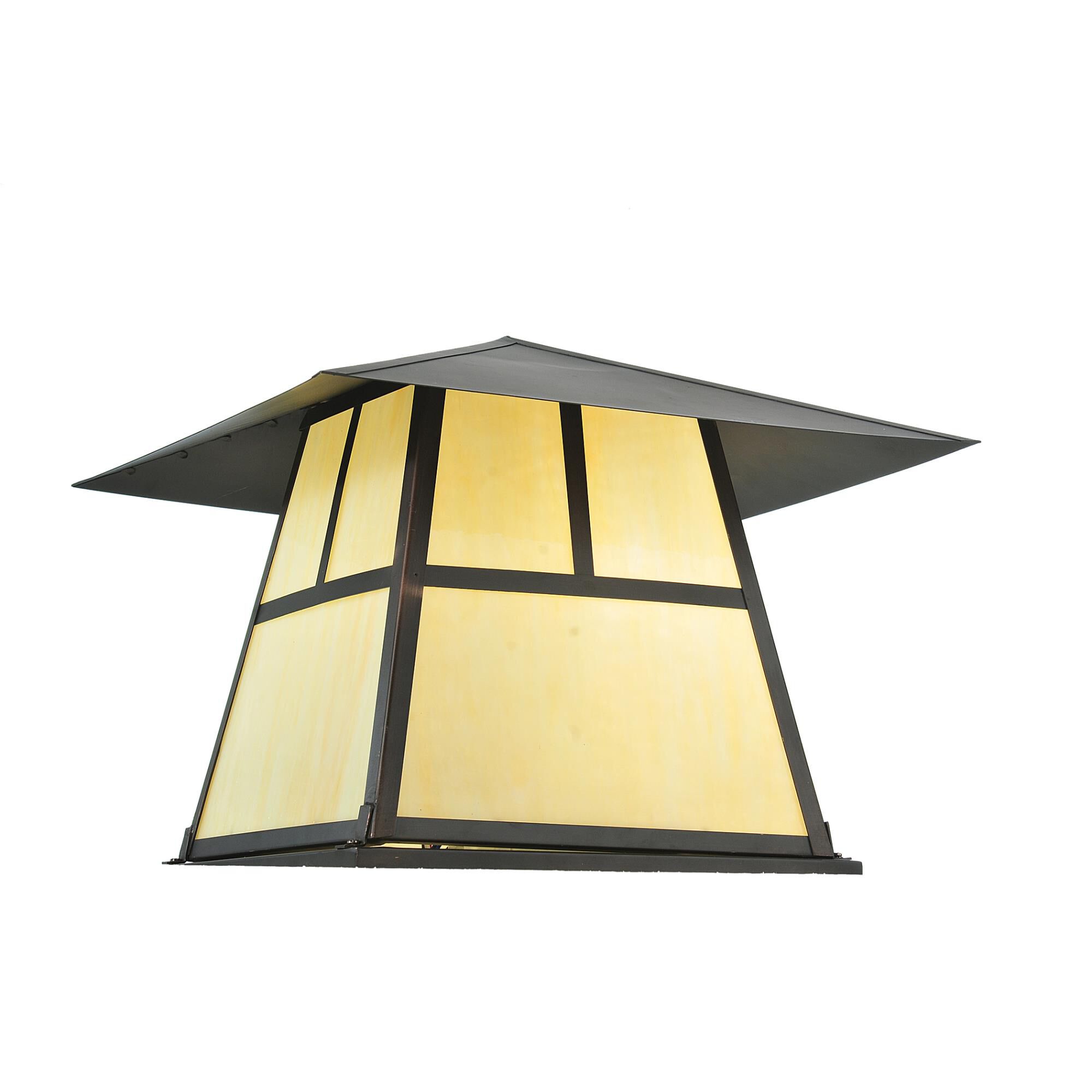 Shown in Mahogany Bronze finish and Beige glass