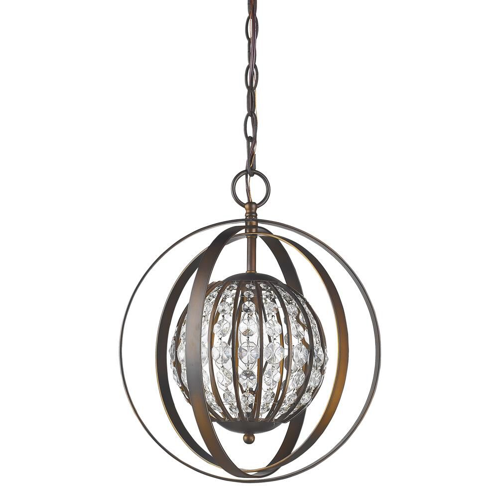 Shown in Oil Rubbed Bronze finish and Clear glass and Crystal Strands shade