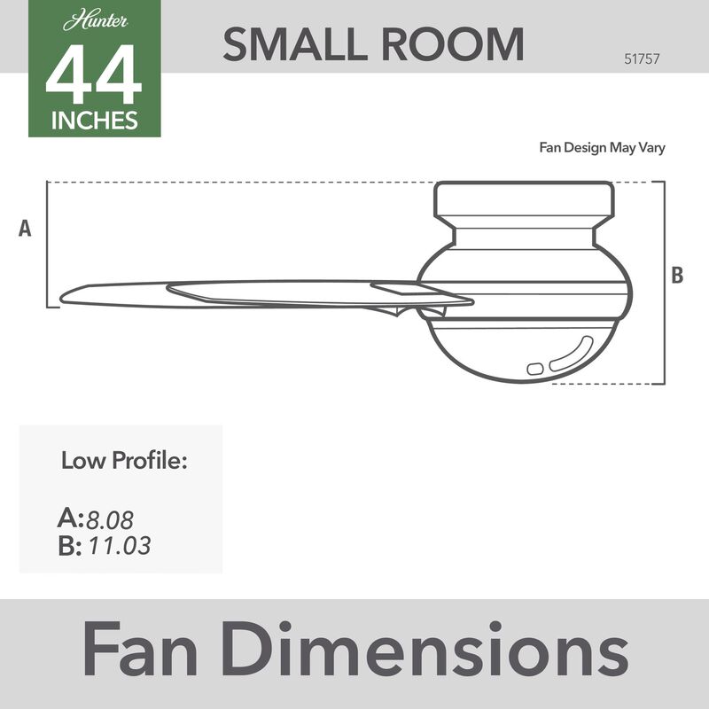 Dempsey 44 Inch Flush Mount Fan with Light Kit by Hunter Fan