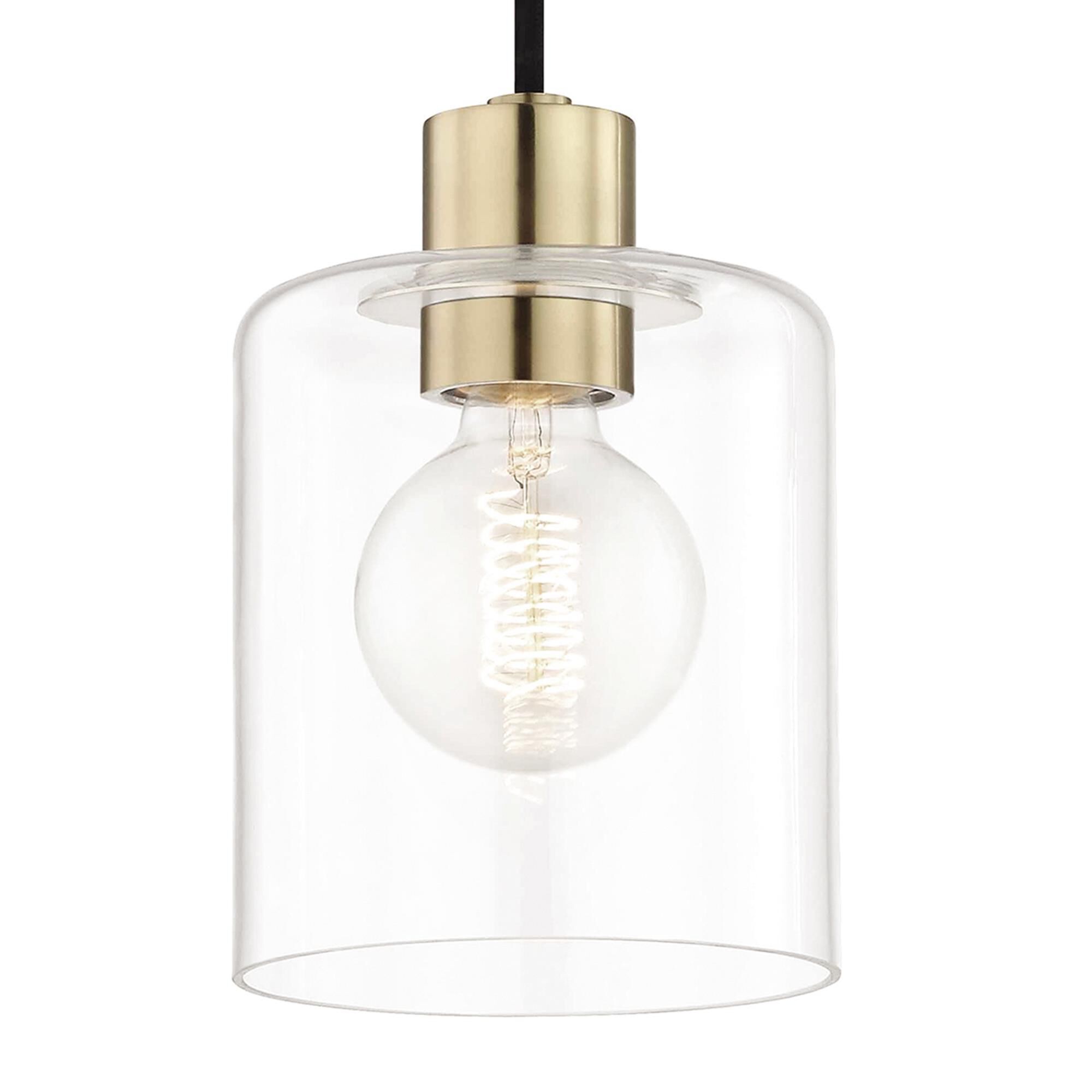 Shown in Aged Brass finish and Opal Etched glass