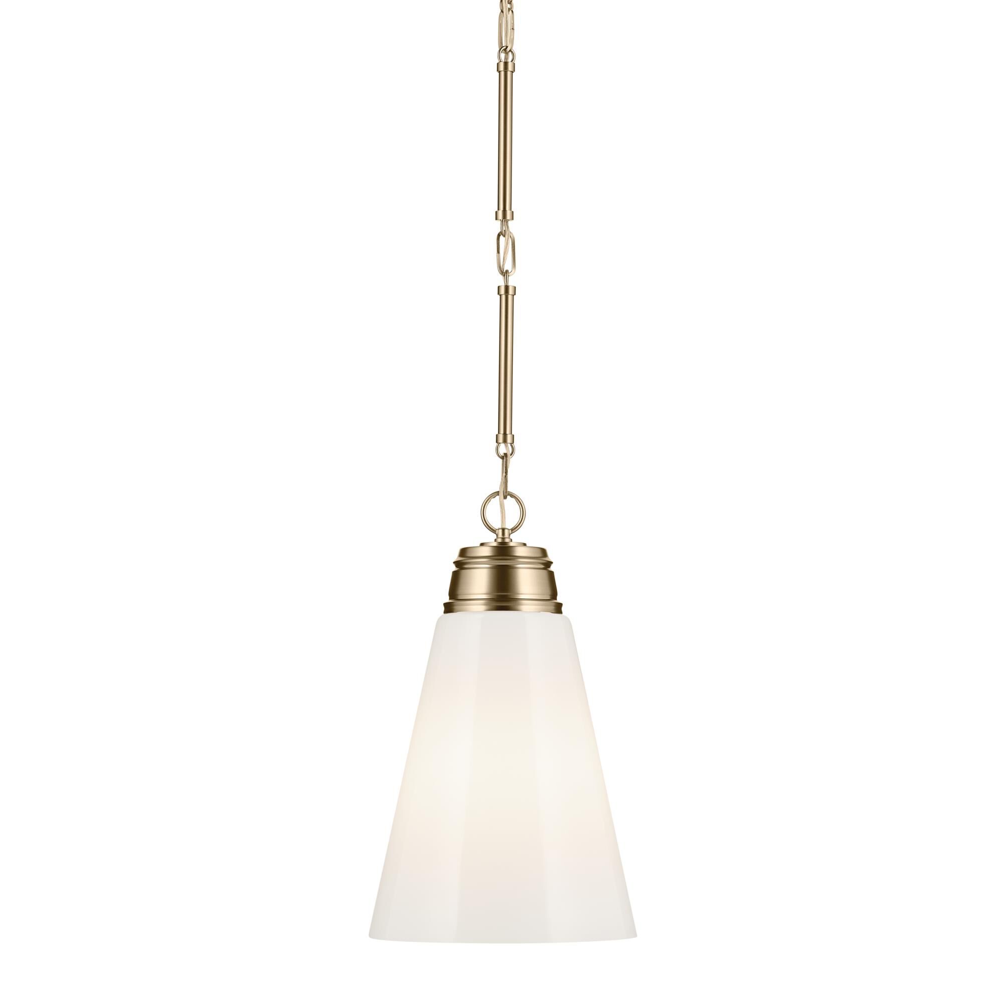 Shown in Champagne Bronze finish and Opal glass