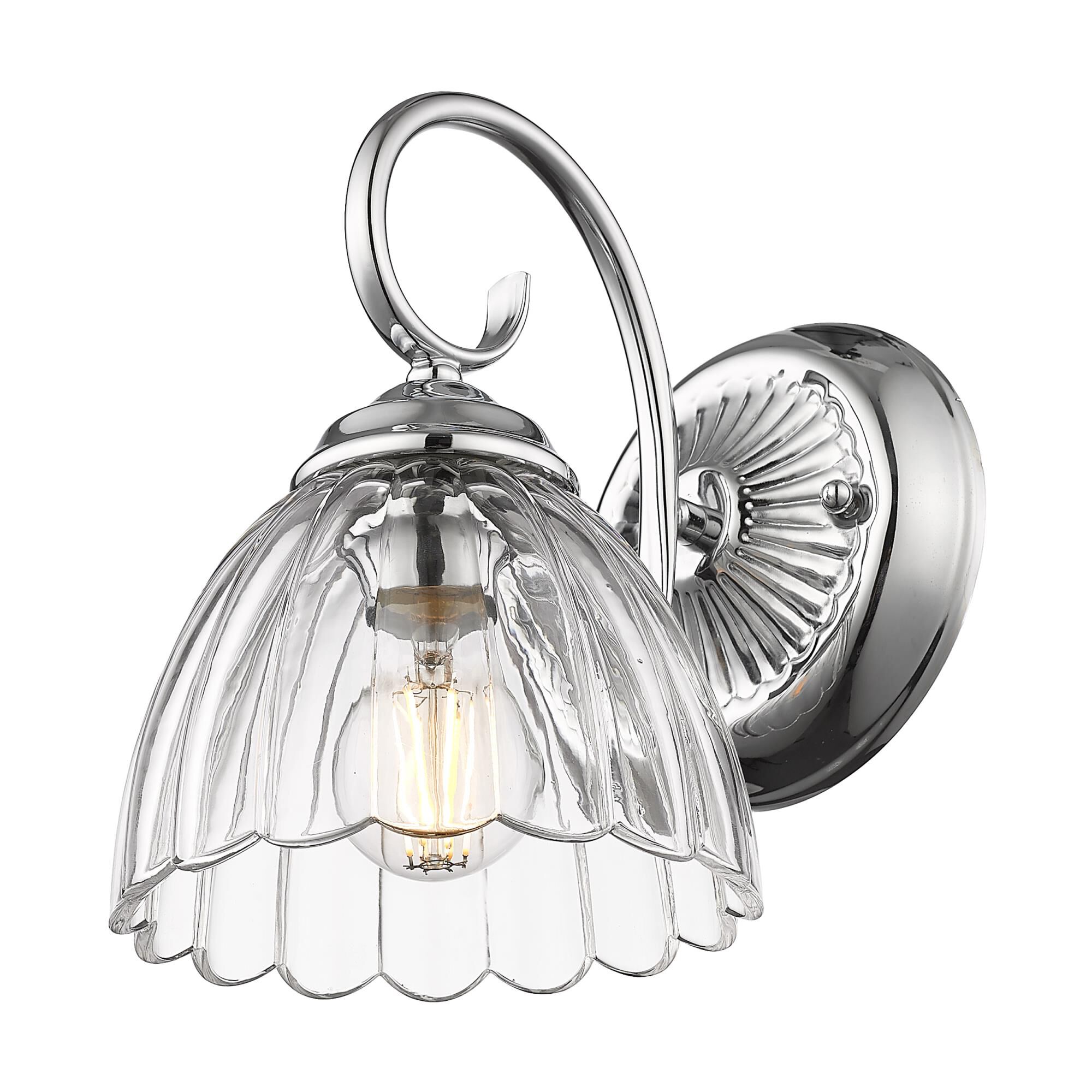 Shown in Chrome finish and Clear glass