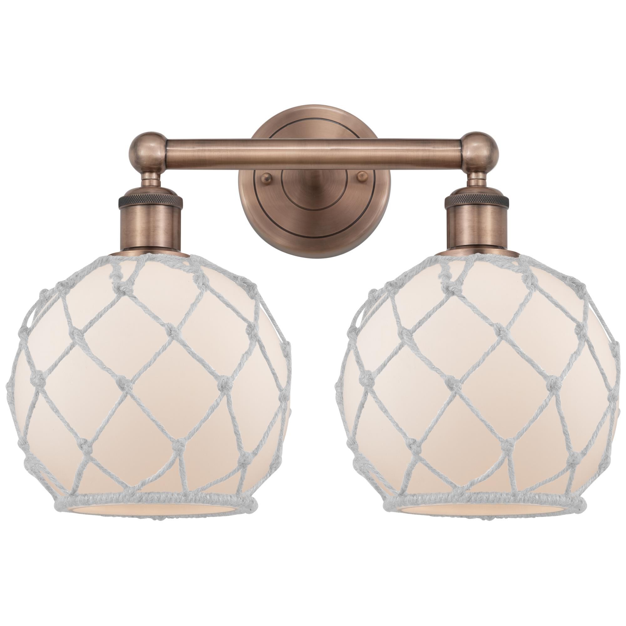 Shown in Antique Copper finish and White with White Rope glass