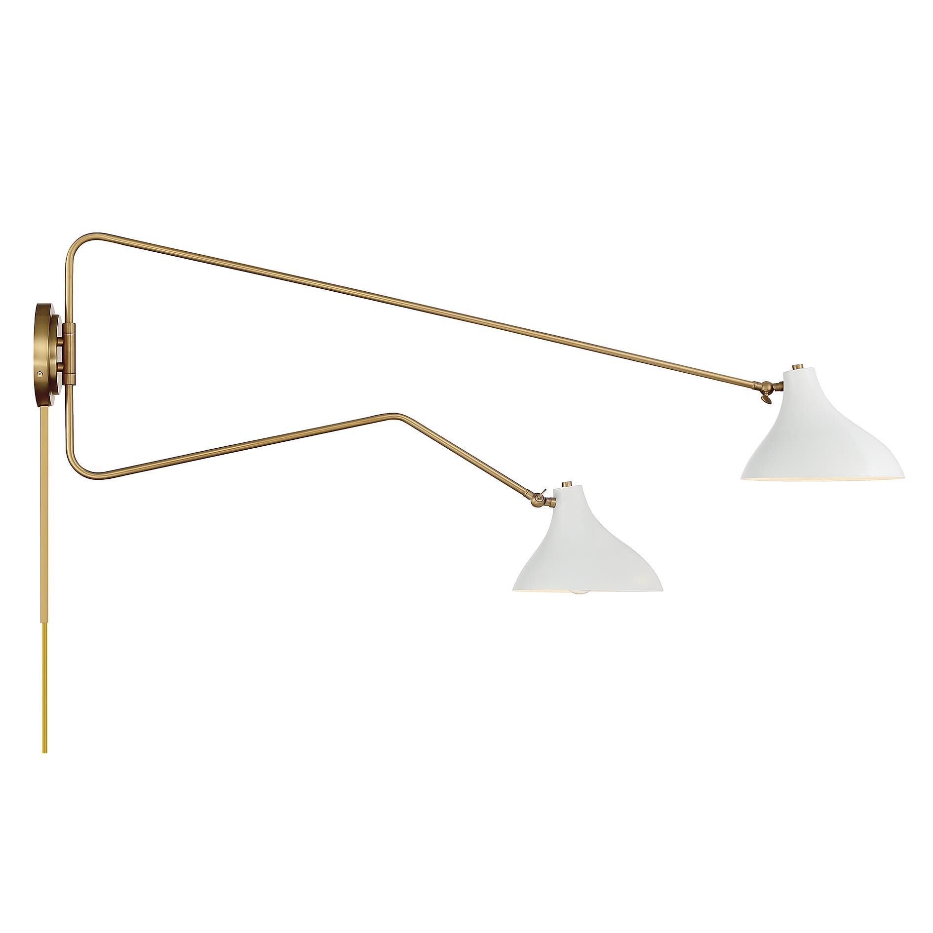 Shown in White with Natural Brass finish and White Metal shade