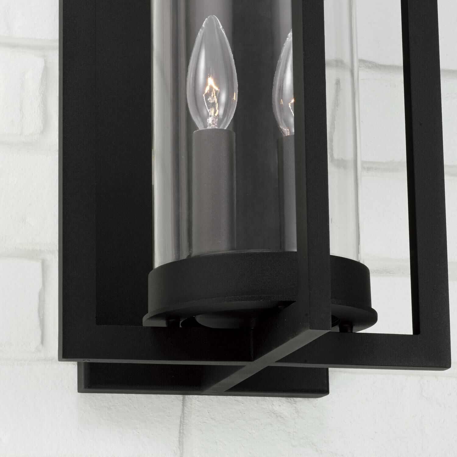 Shown in Black finish and Clear glass