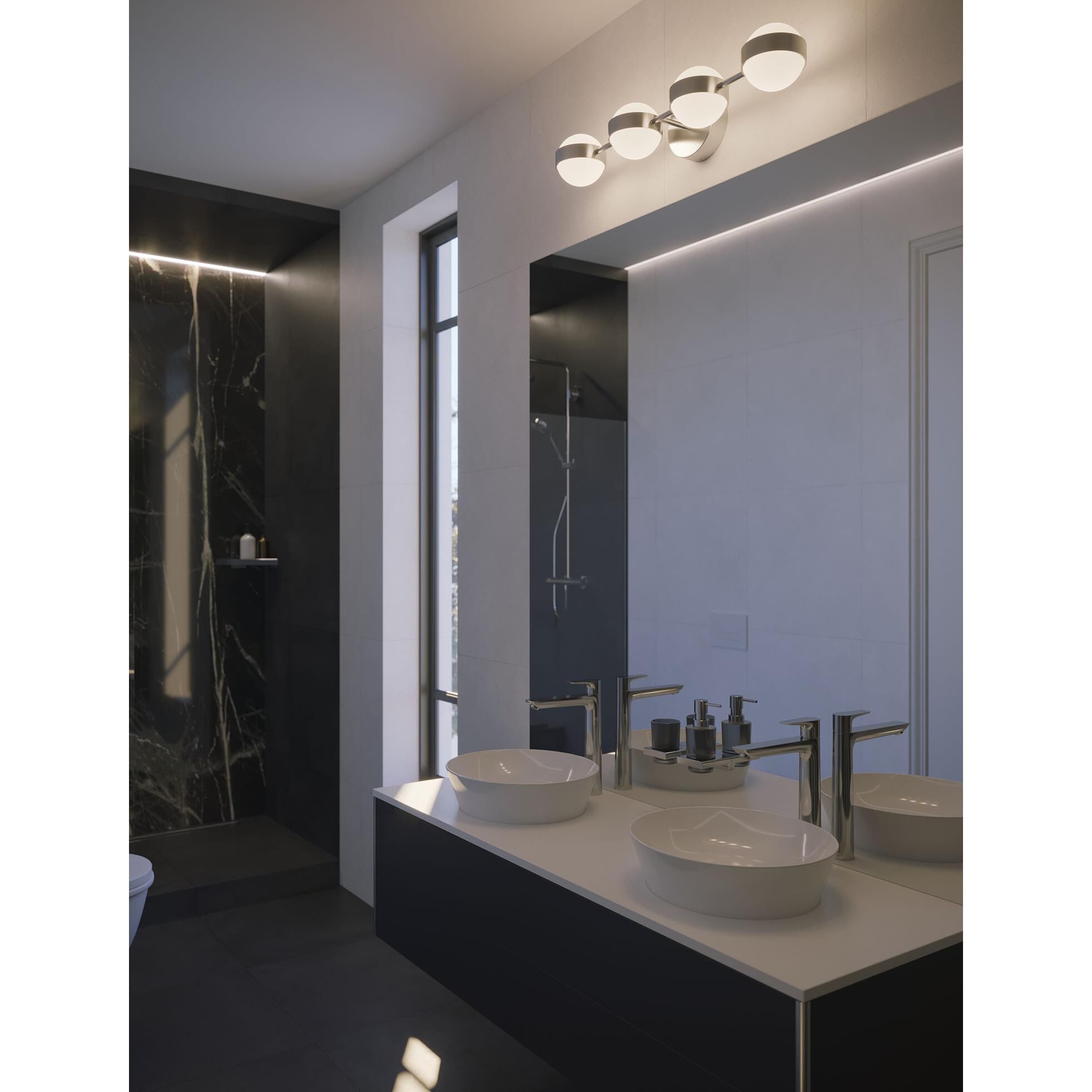 Shown in Satin Nickel finish and White shade