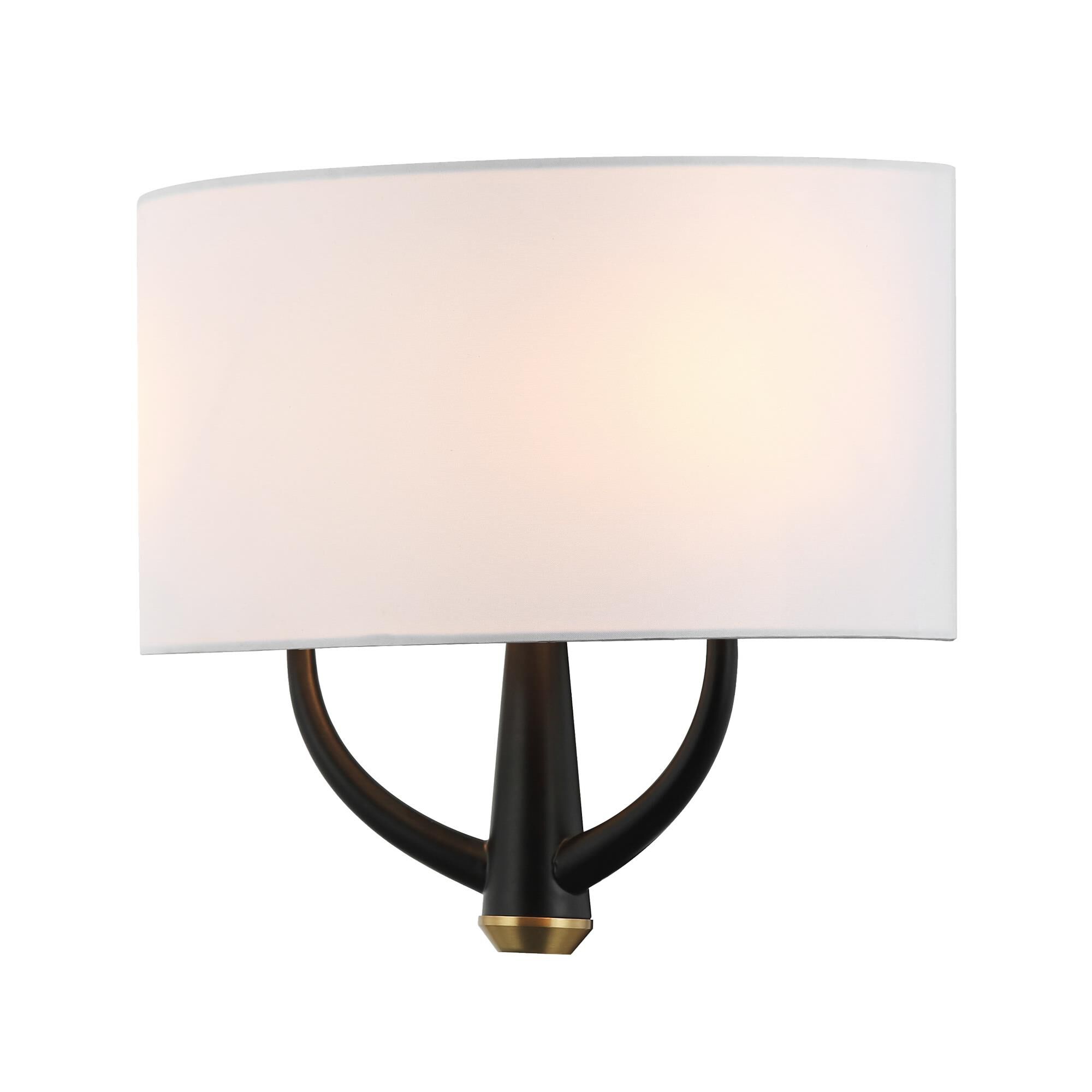 Shown in Black/Satin Brass finish and White Cotton shade