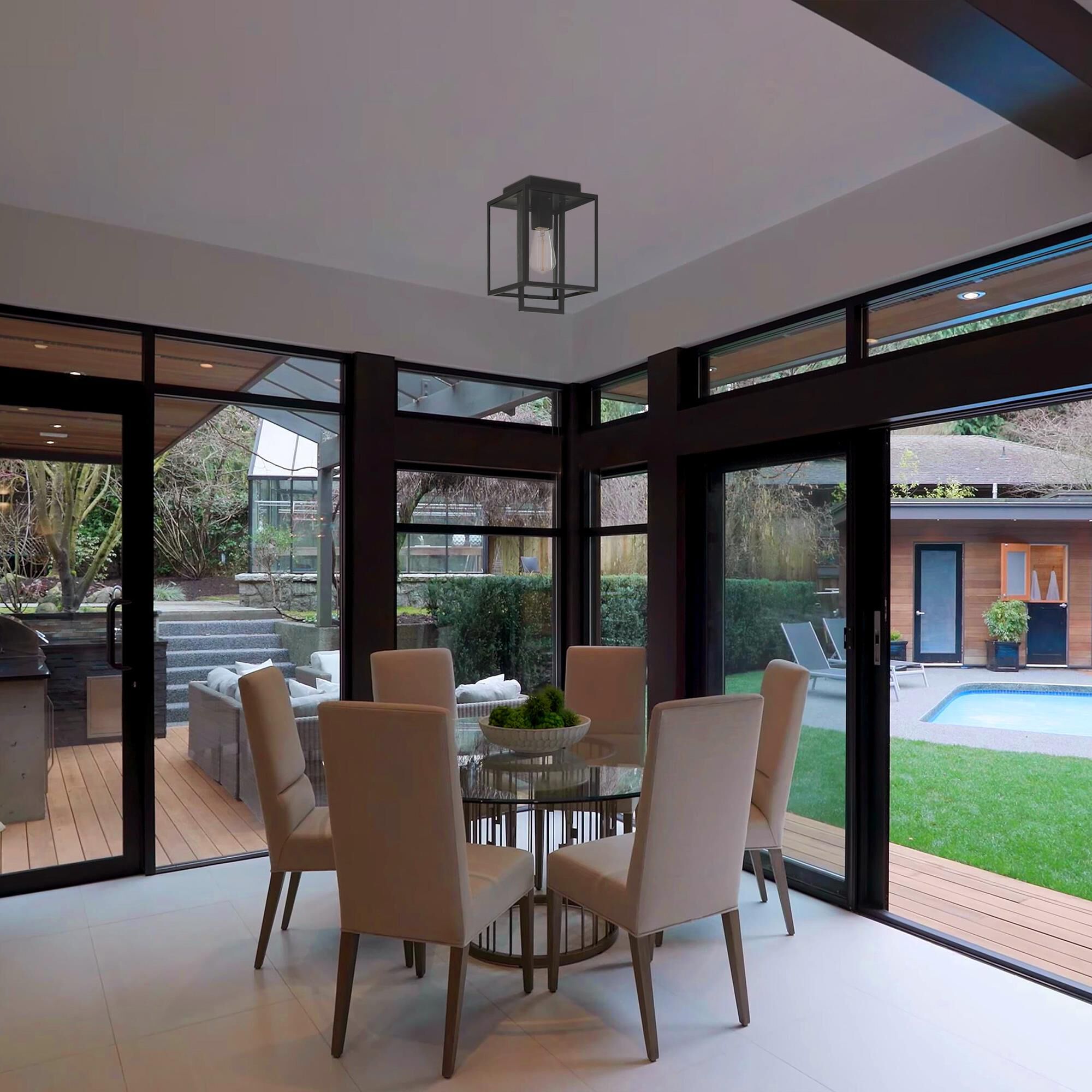 Shown in Matte Black finish and Clear glass