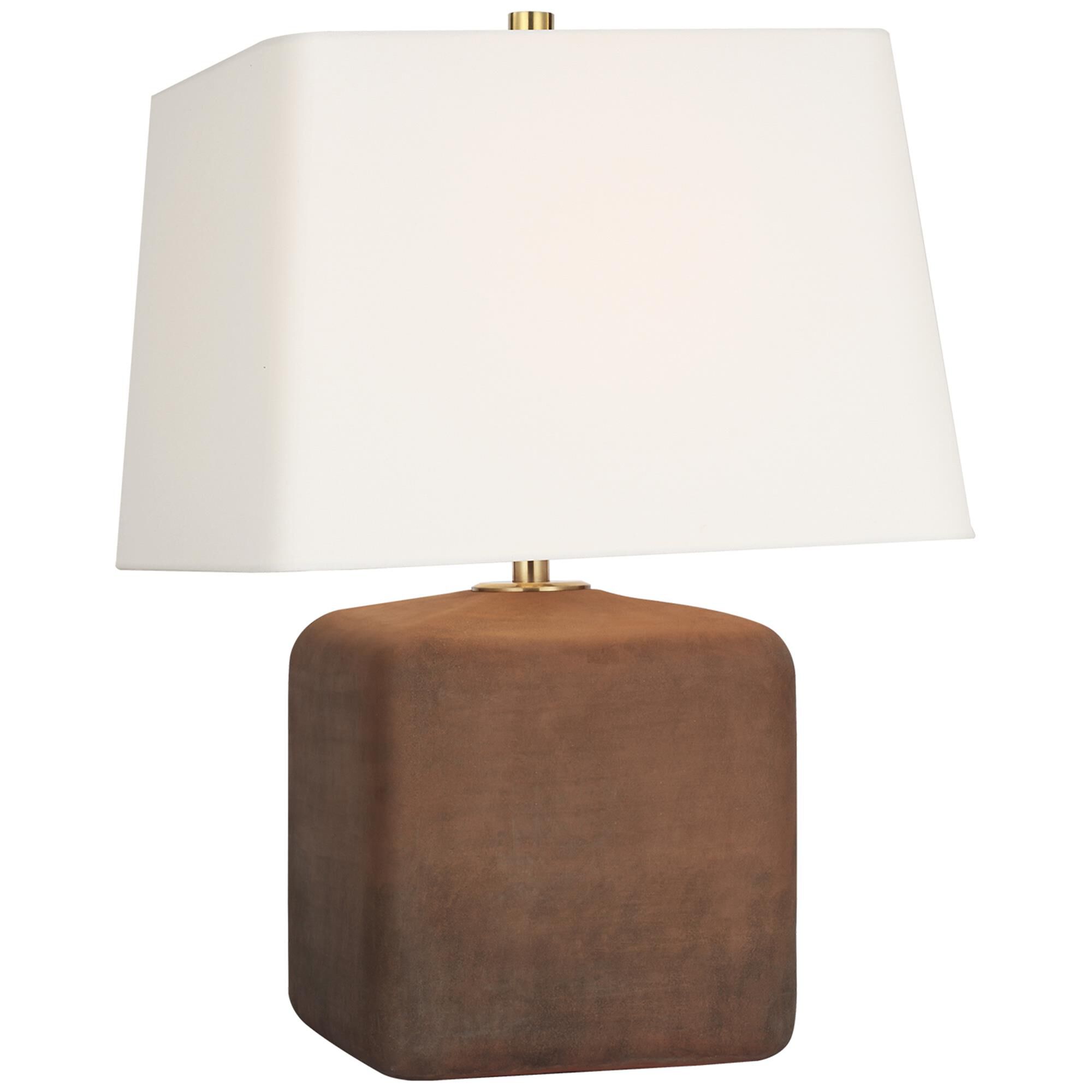 Shown in Natural Terracotta finish and Square Linen shade