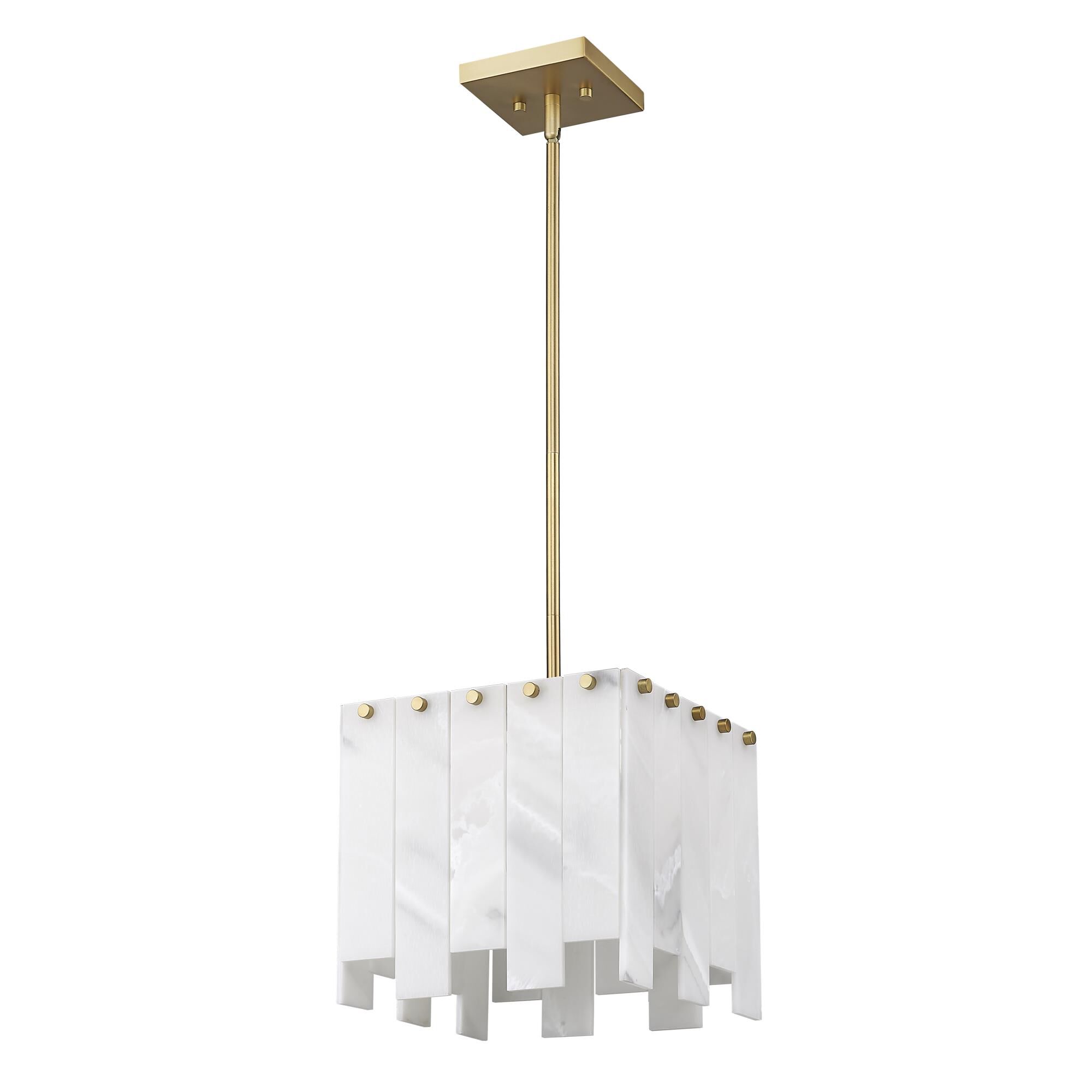 Shown in Rubbed Brass finish and Alabaster Resin shade