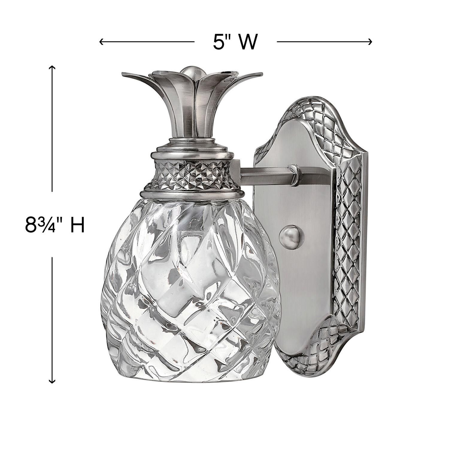 Shown in Polished Antique Nickel finish and Clear Optic glass