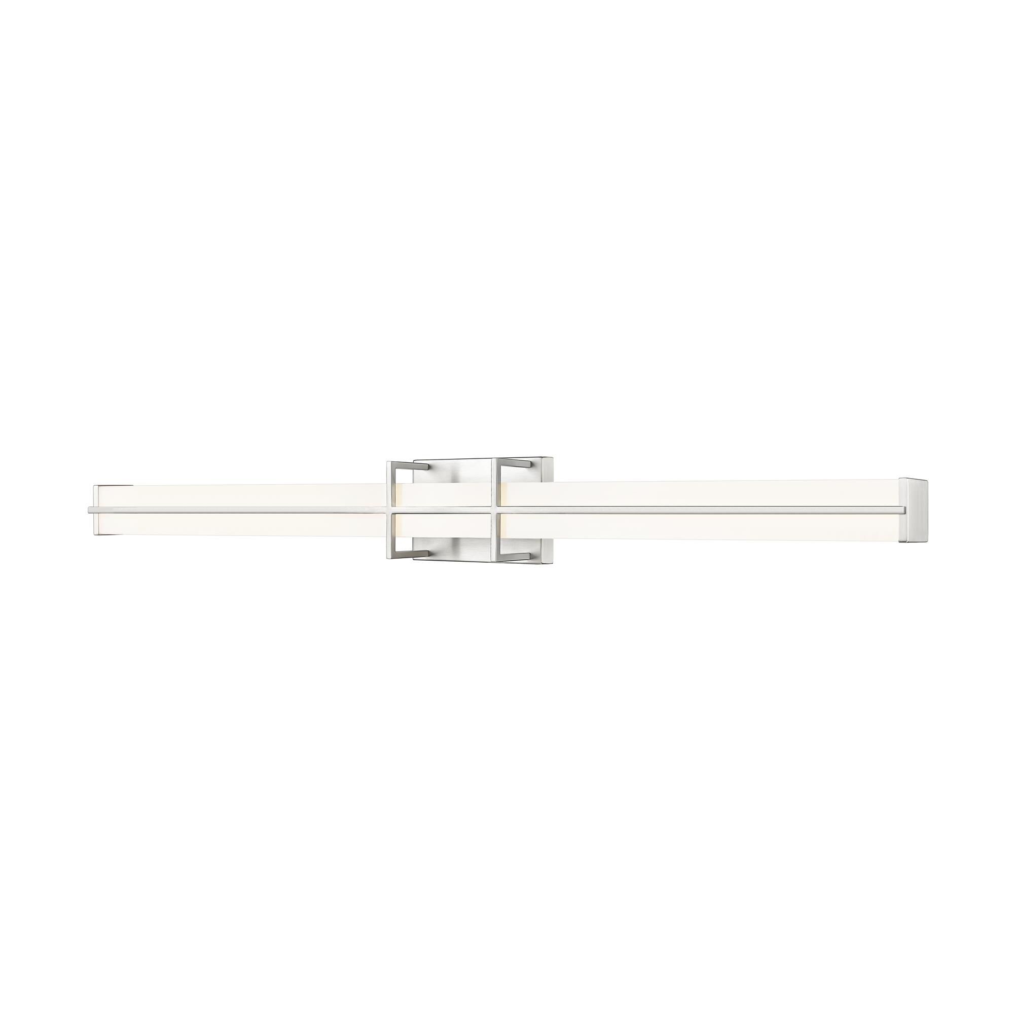 Shown in Brushed Nickel finish and Frosted glass and Frosted shade