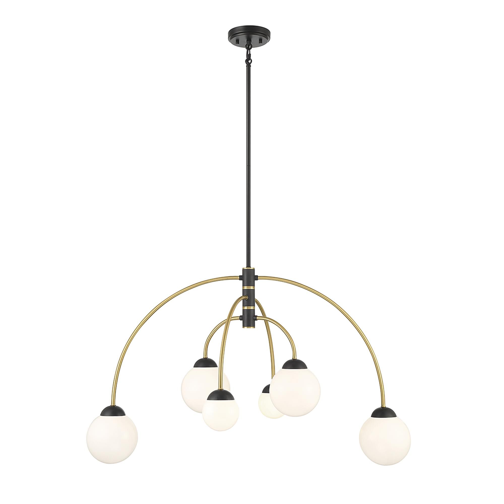 Shown in Matte Black with Natural Brass finish and White glass