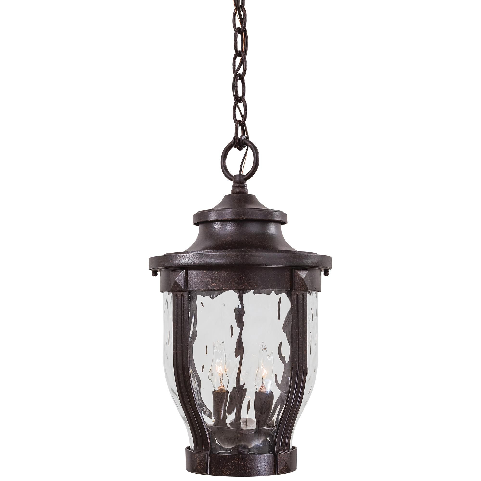 Shown in Corona Bronze finish and Clear glass and Hammered Glass shade