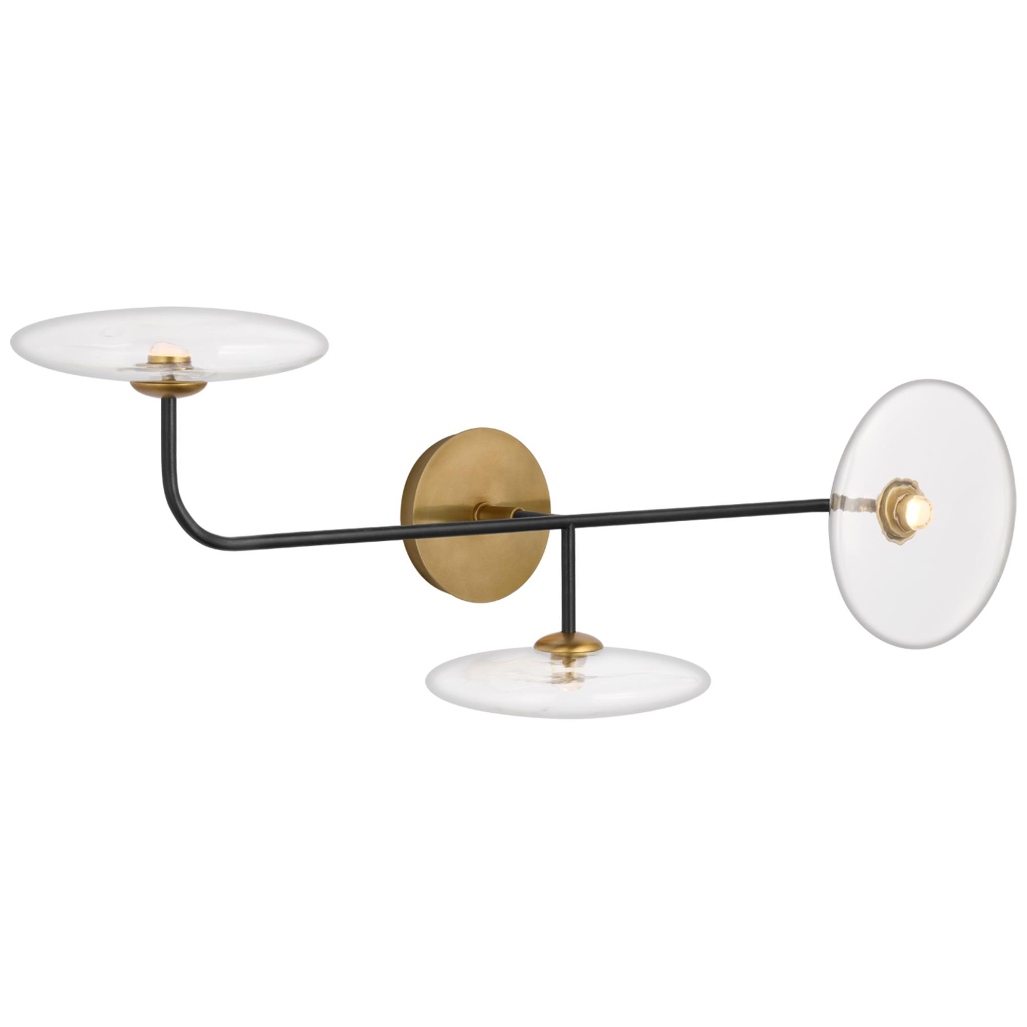 Shown in Aged Iron and Hand-Rubbed Antique Brass finish and Clear glass