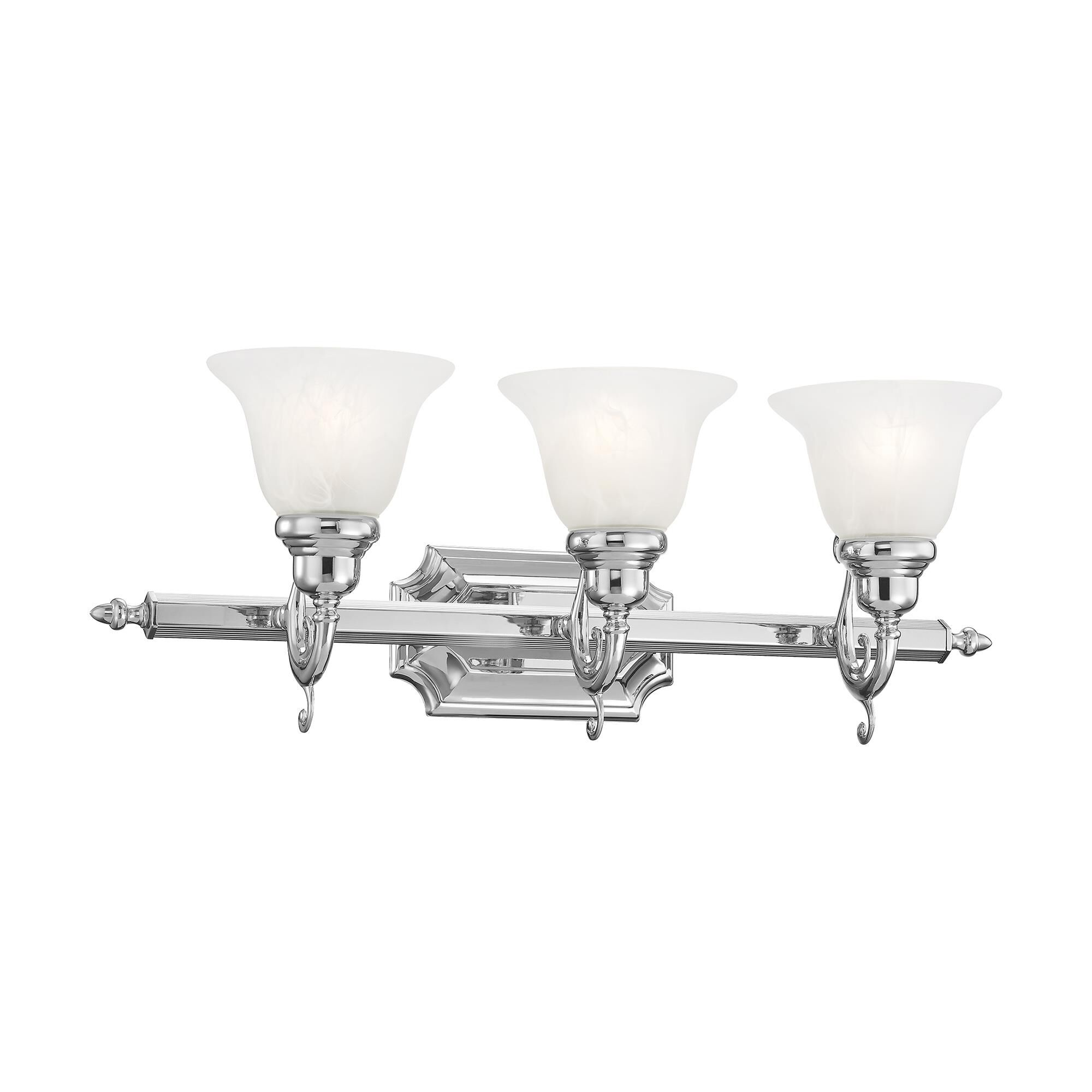 Shown in Chrome finish and White Alabaster glass