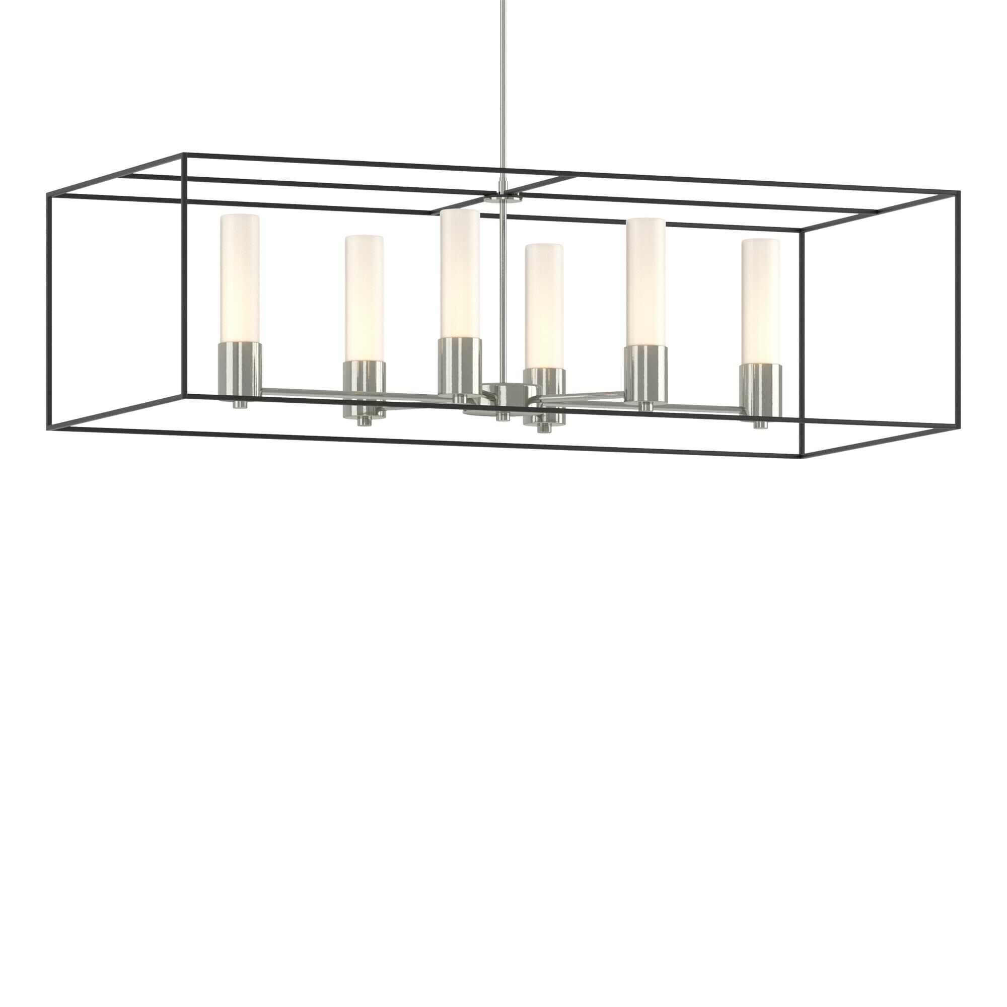 Shown in Sterling finish and Opal glass and Black accent