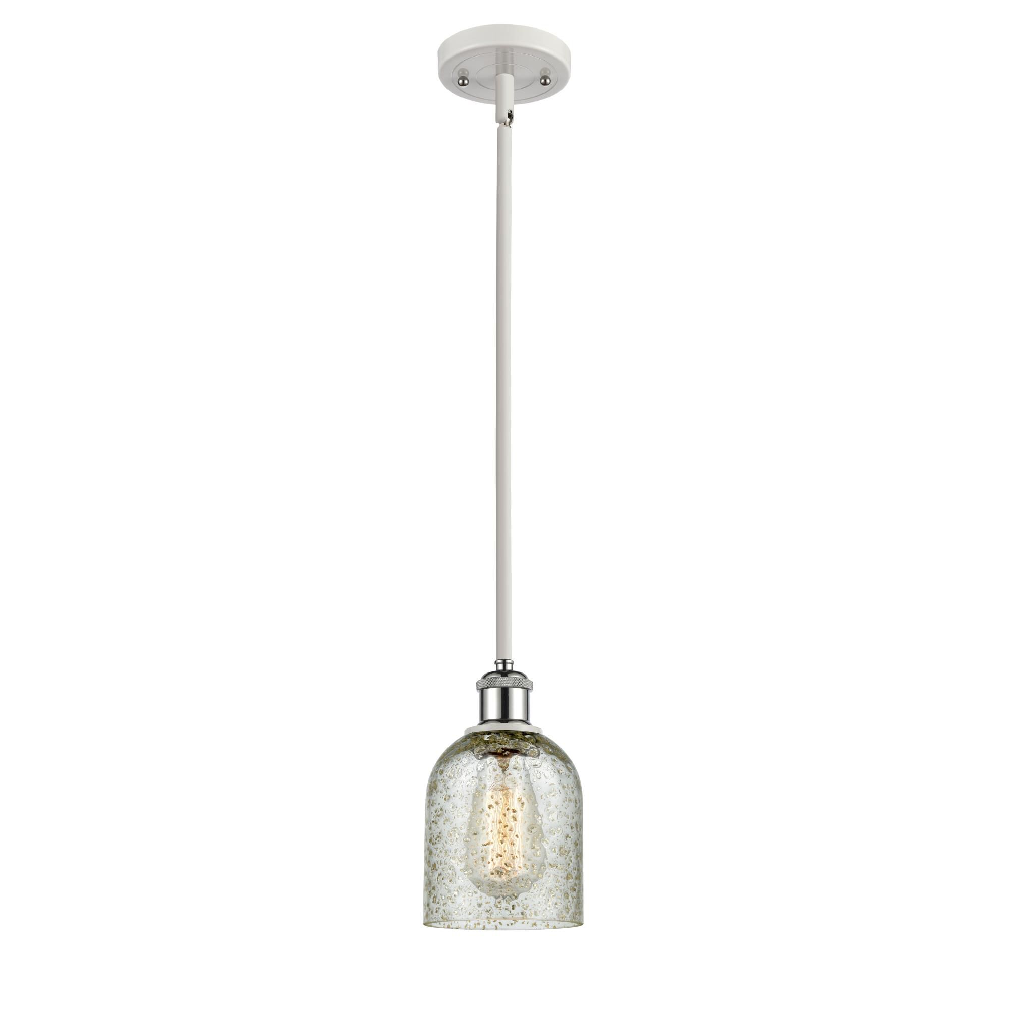 Shown in White And Polished Chrome finish and Bell glass and Glass shade and Polished Chrome accent