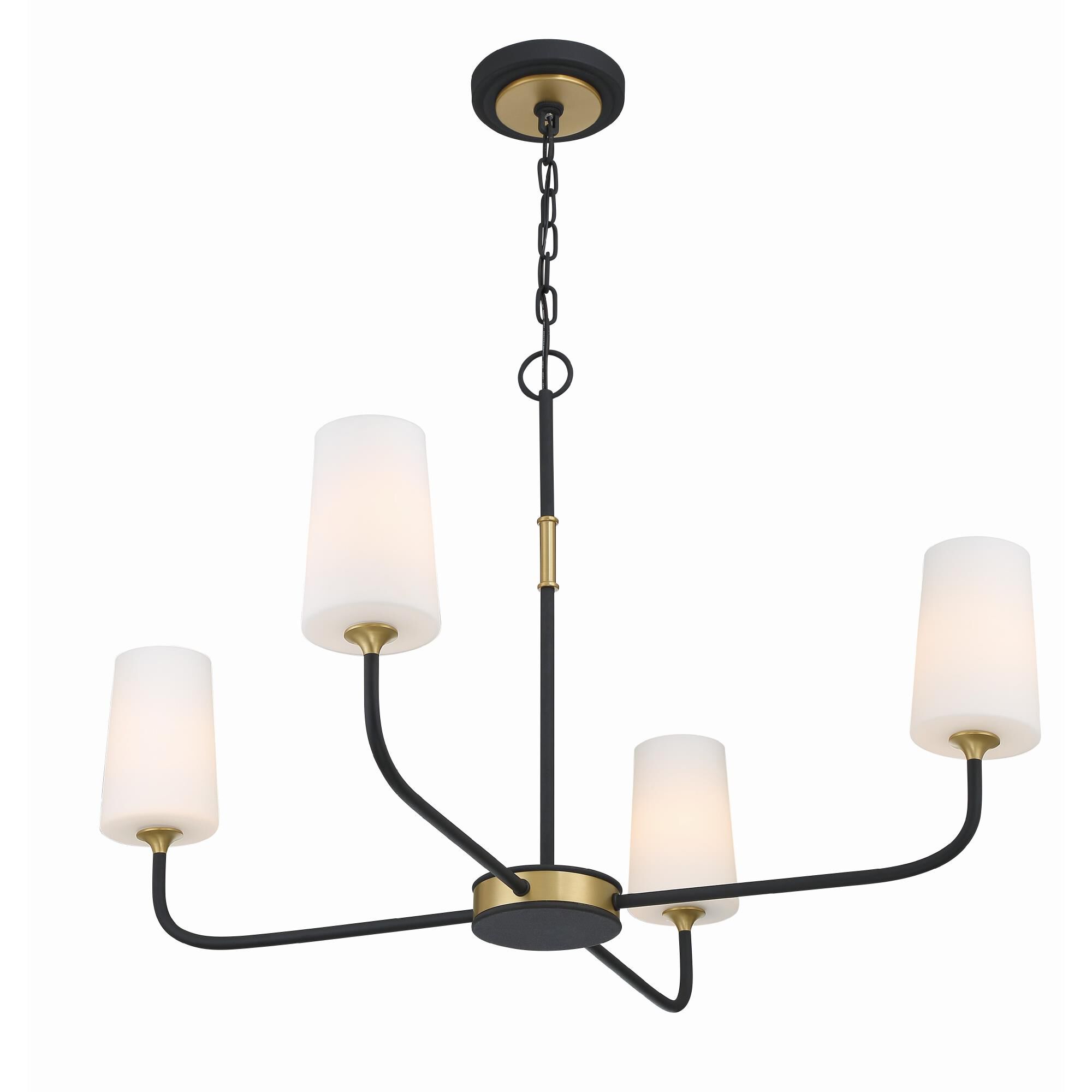 Shown in Black Forged + Modern Gold finish and Glass shade