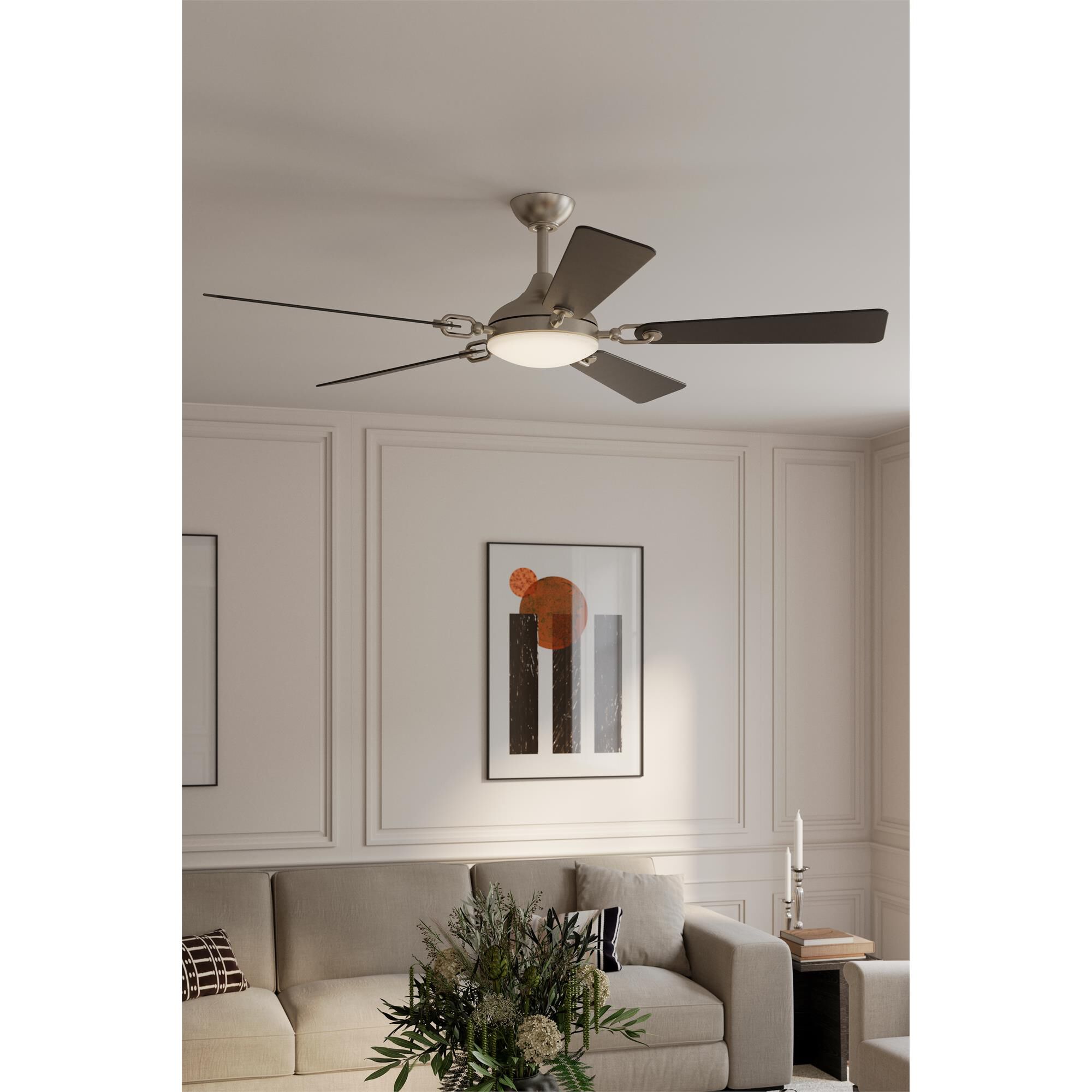 Shown in Brushed Nickel finish and Etched Lens glass