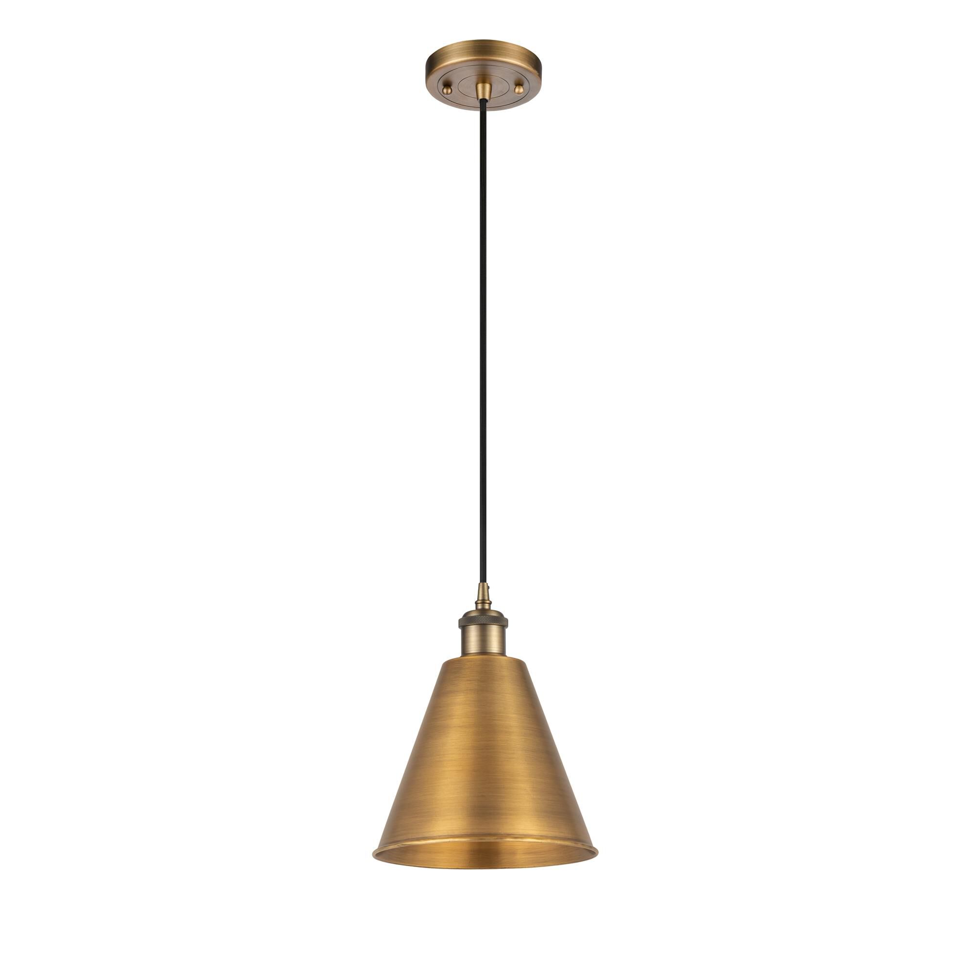 Shown in Brushed Brass finish and Matte Black Ballston Cone shade