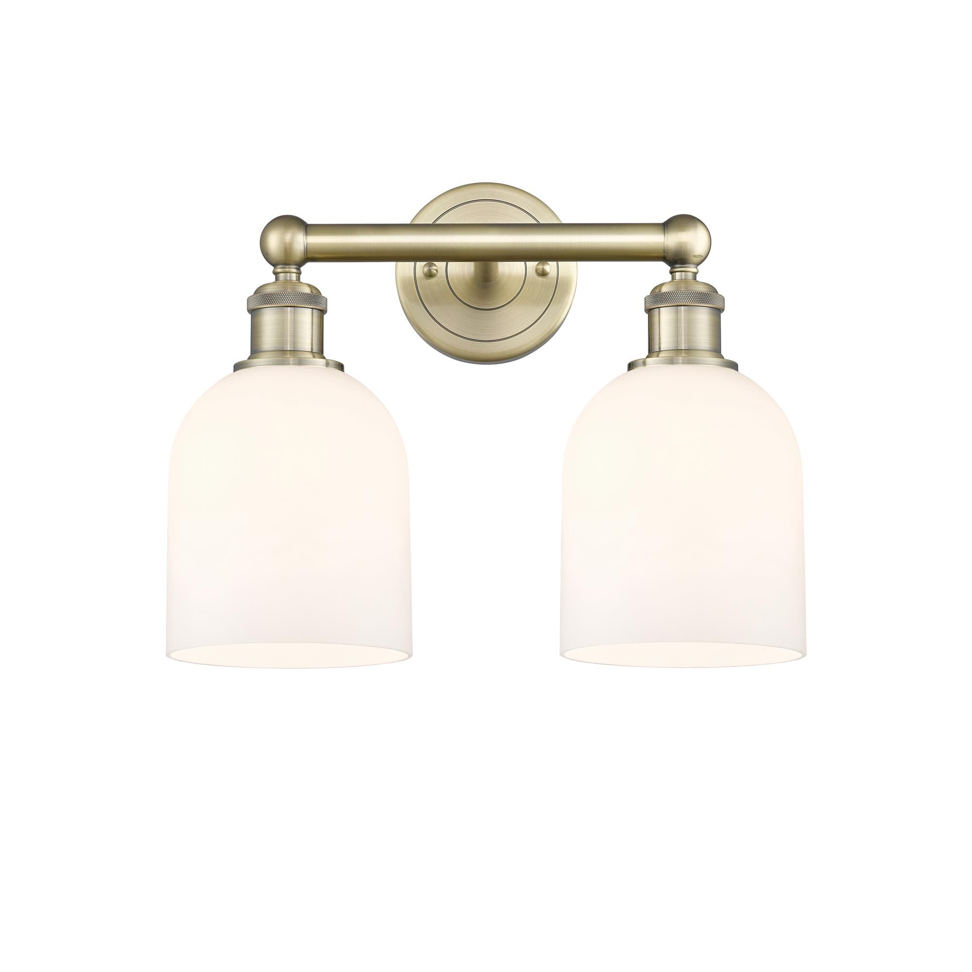 Shown in Antique Brass finish and Glossy White glass