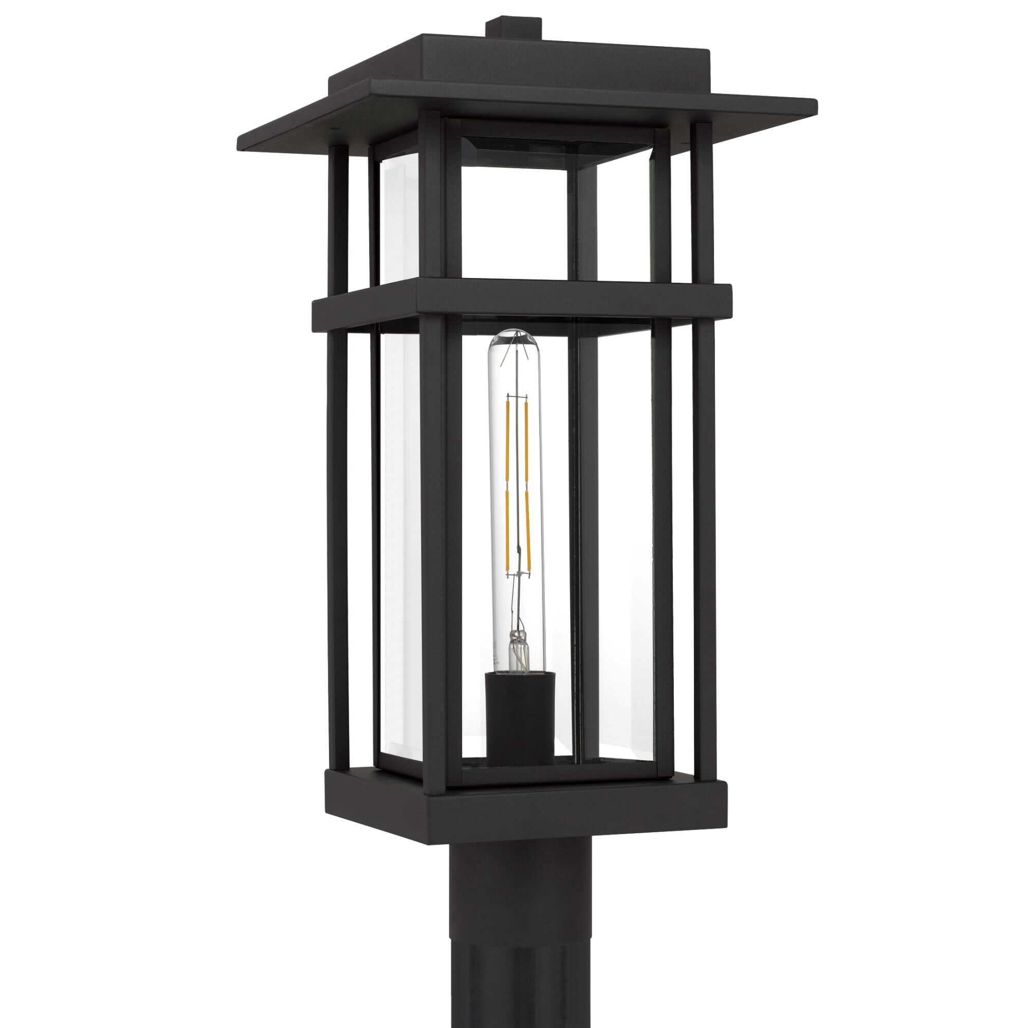 Shown in Earth Black finish and Clear Beveled Glass shade