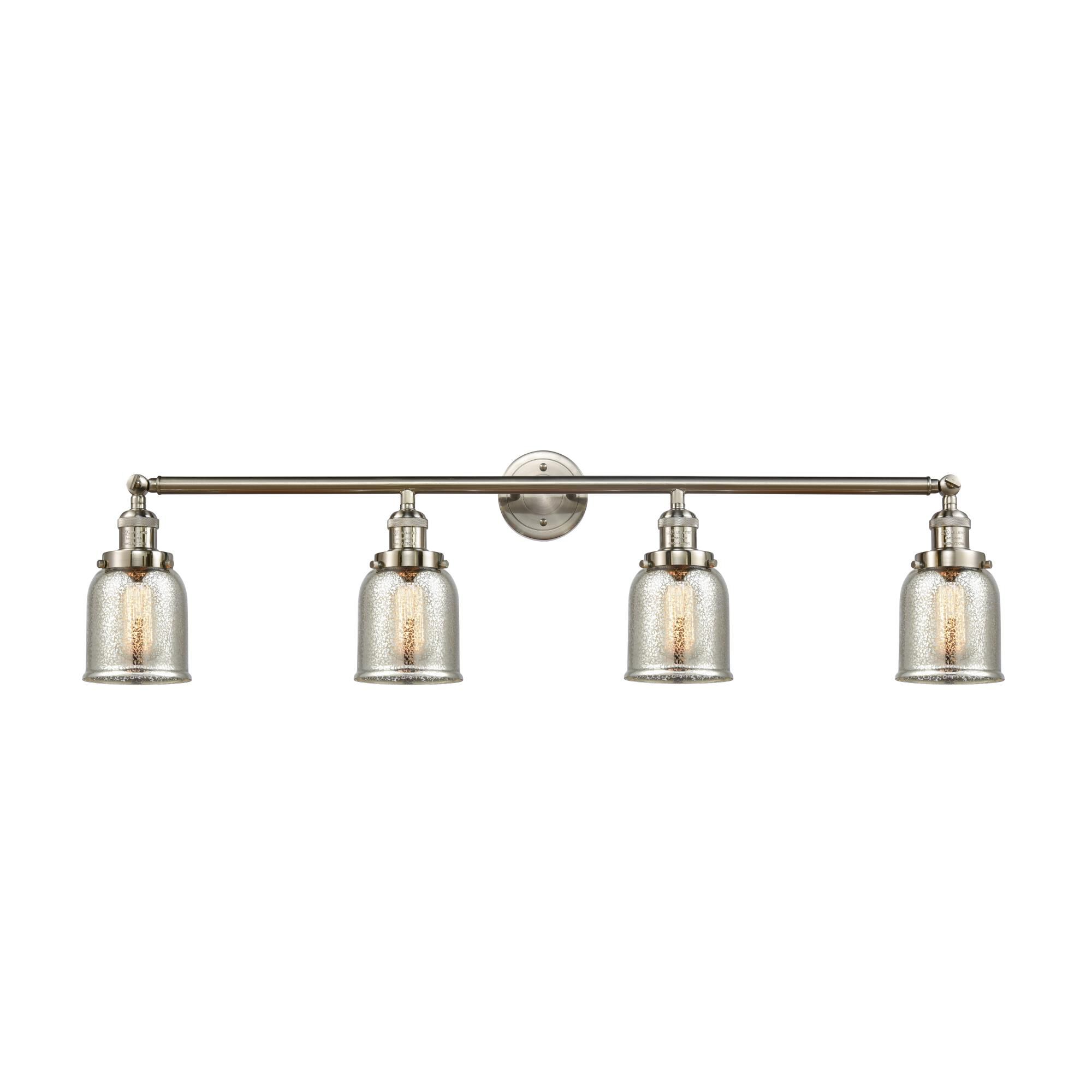 Shown in Brushed Satin Nickel finish and Silver Plated Mercury Small Bell glass