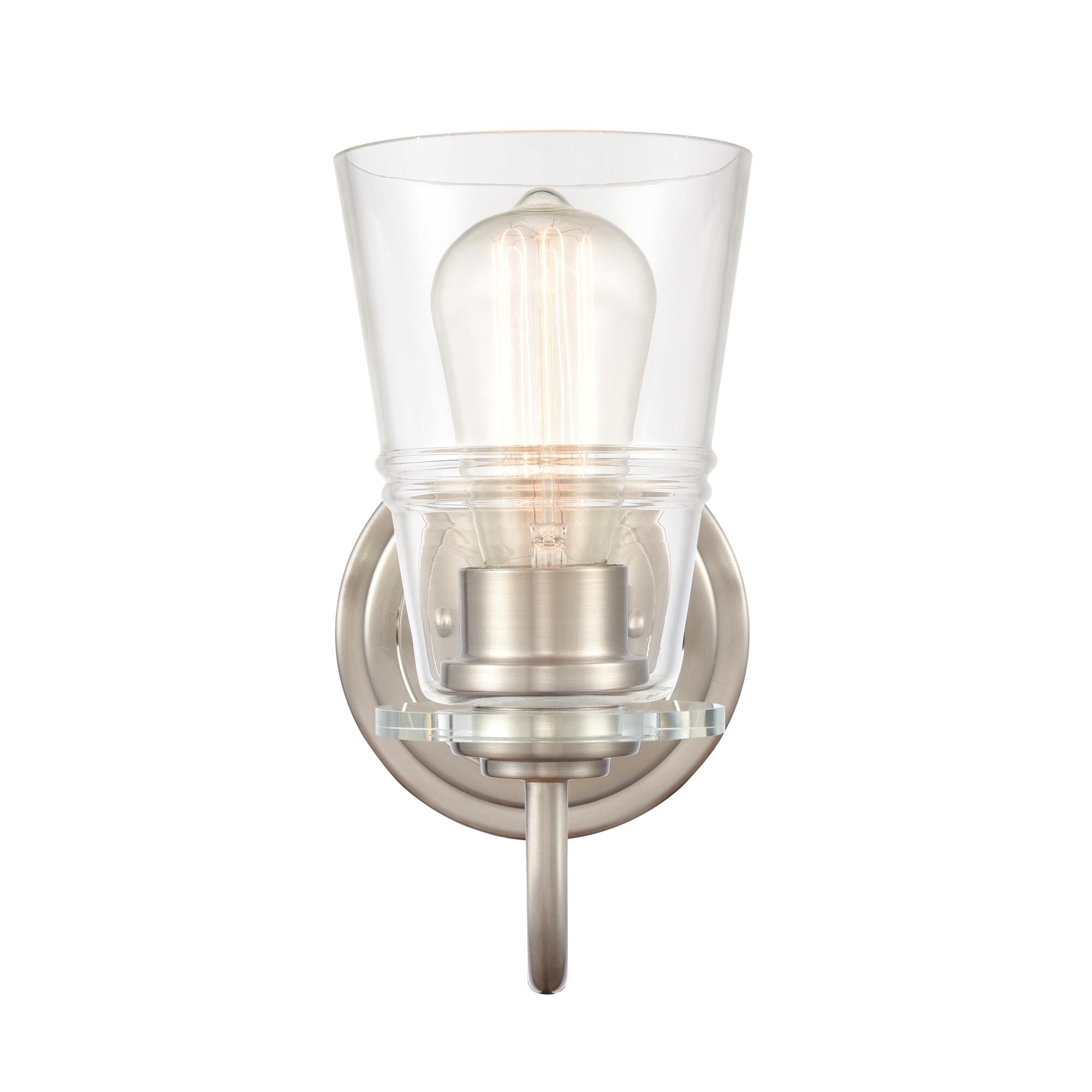 Shown in Satin Nickel finish and Clear glass