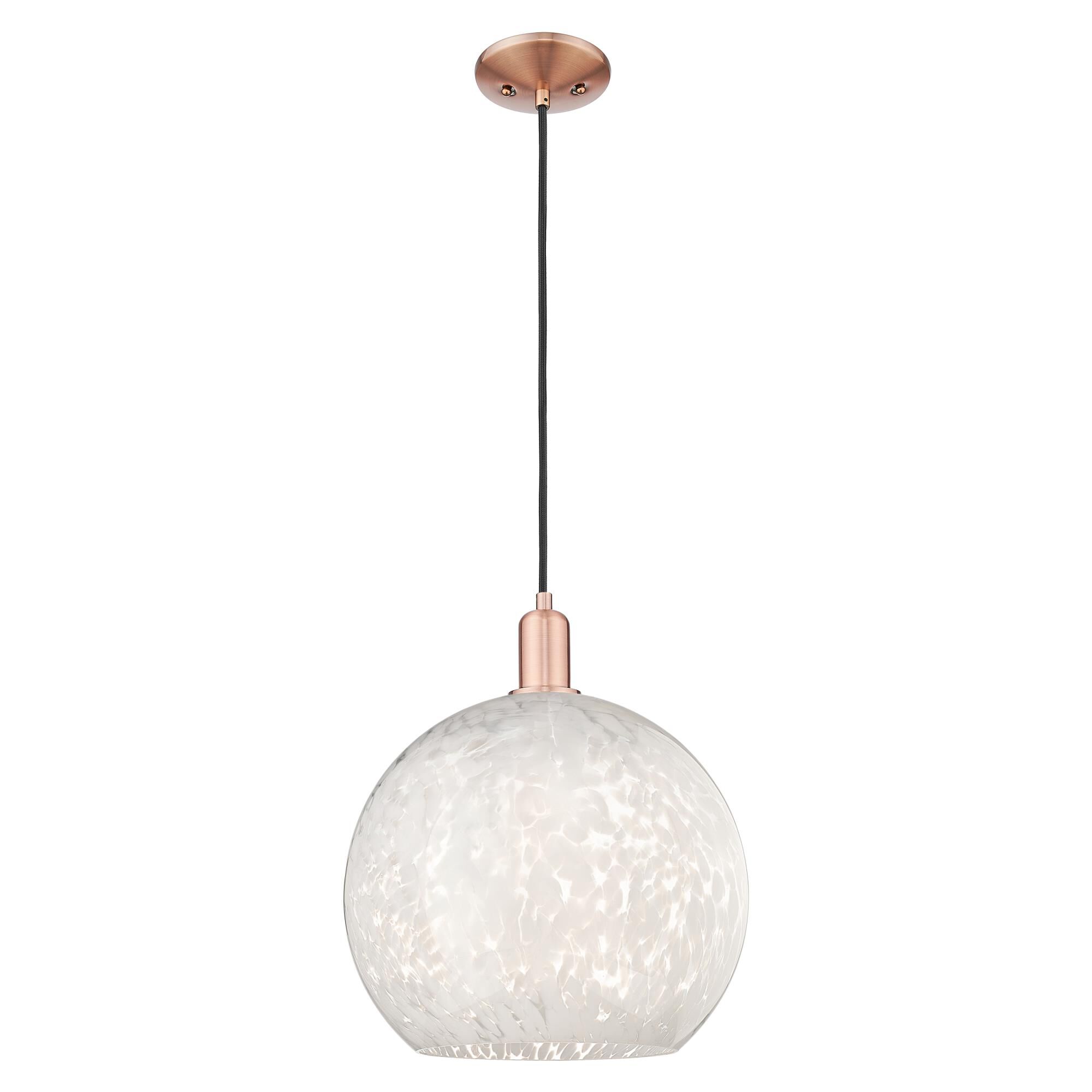 Shown in Antique Copper finish and White Mouchette glass